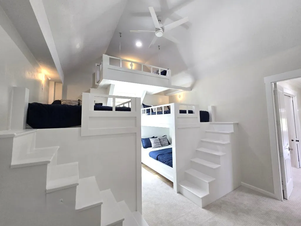 bunk room area offering five beds