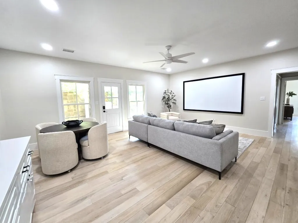 lower level living area , has access to the covered barbeque