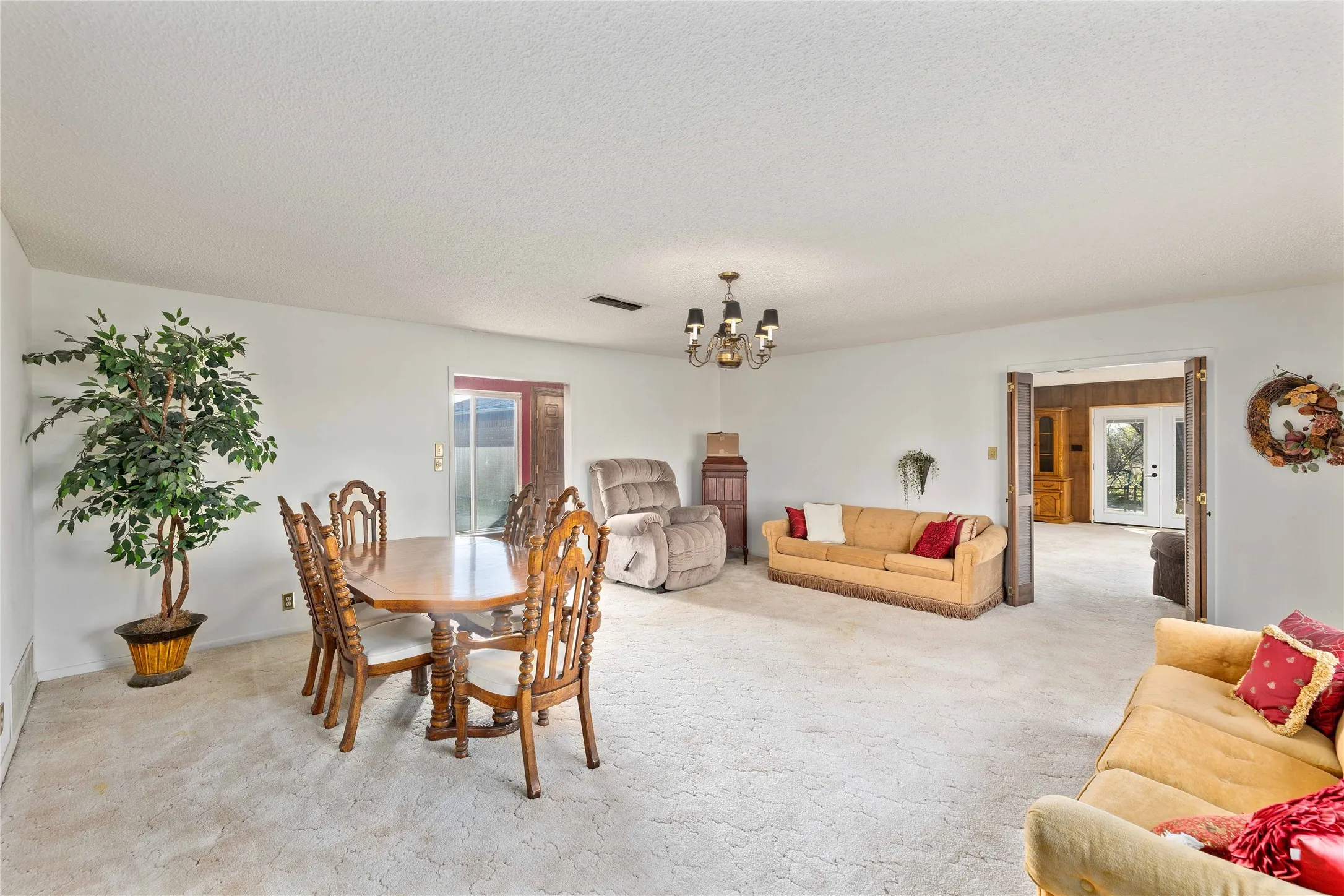 Living room with space for additional dining
