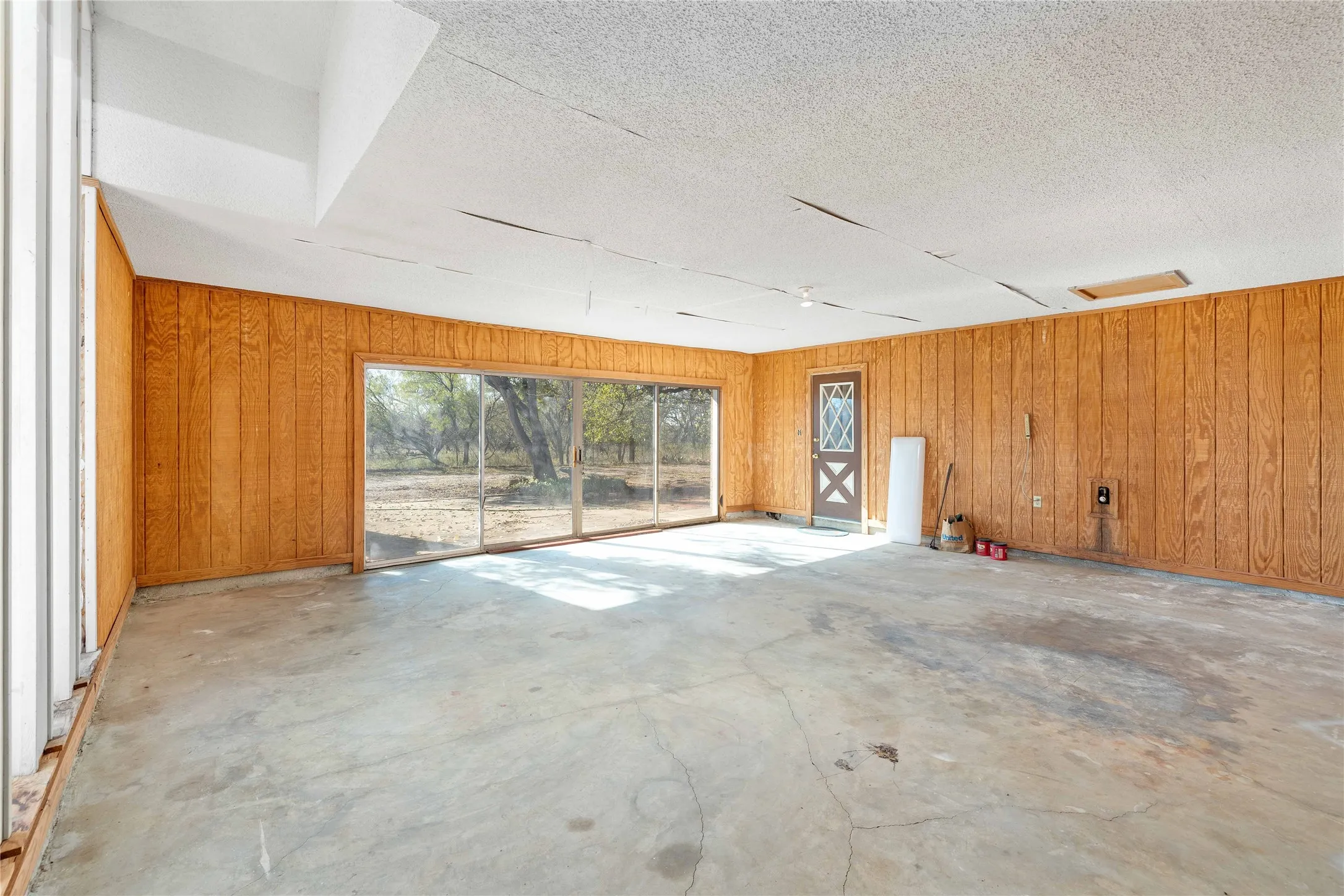 Garage with glass doors
