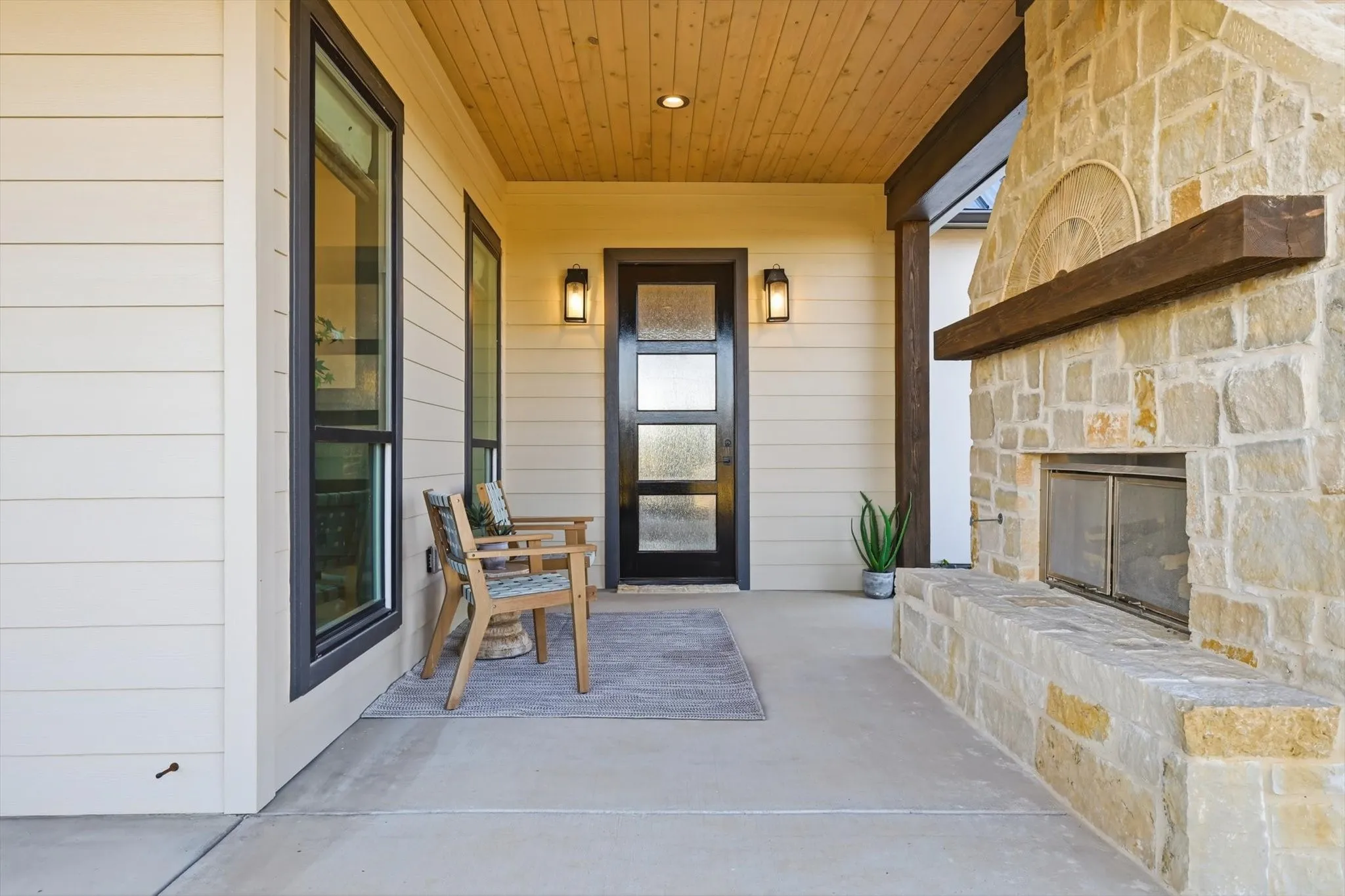 Door leads from Coffee bar to outside.