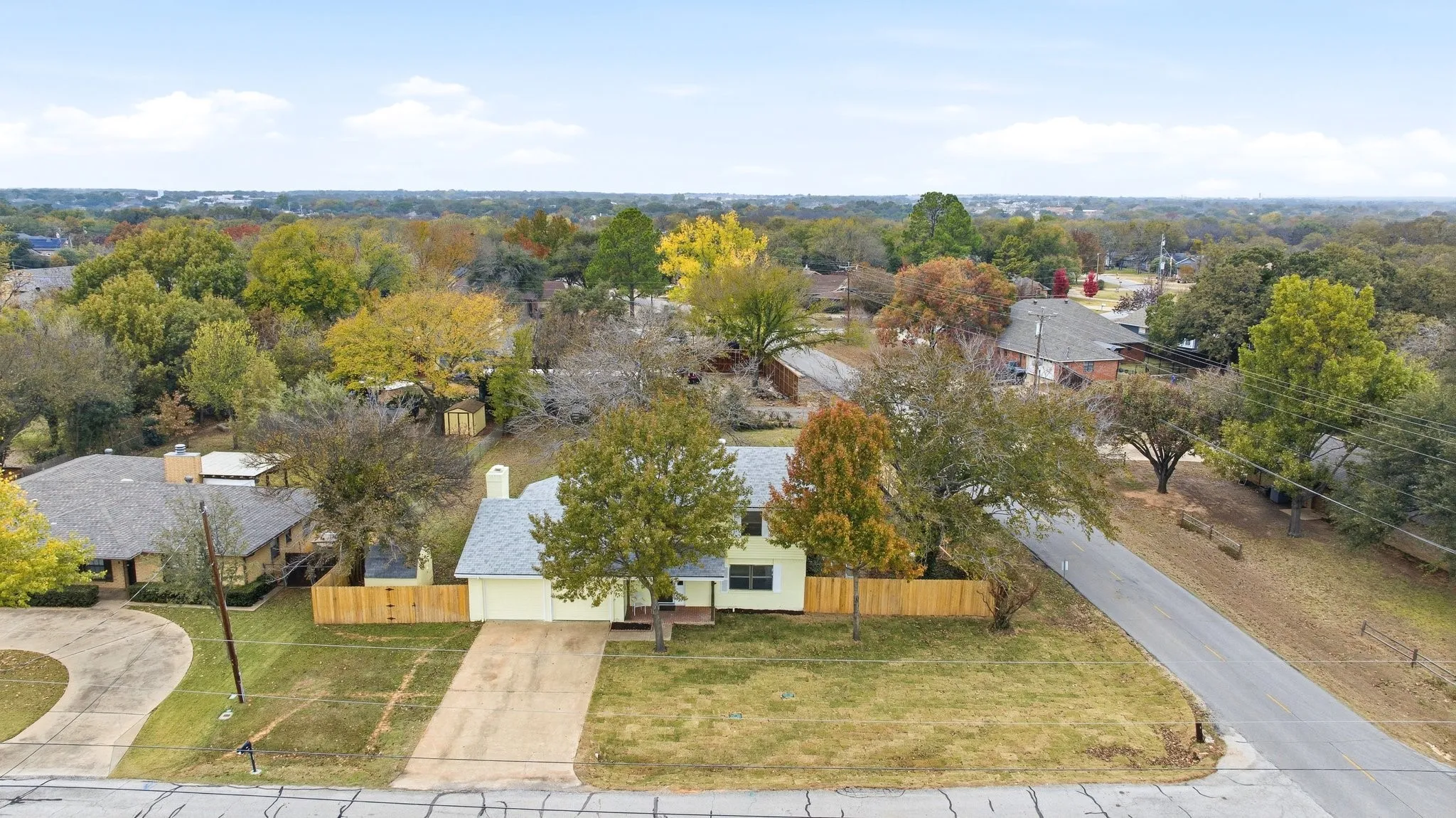 Aerial view of residential area. FRONT
