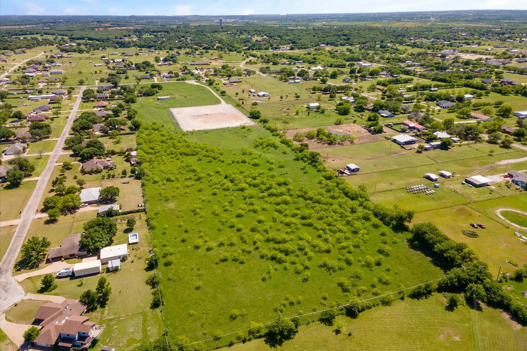 Aerial view of sparsely populated area