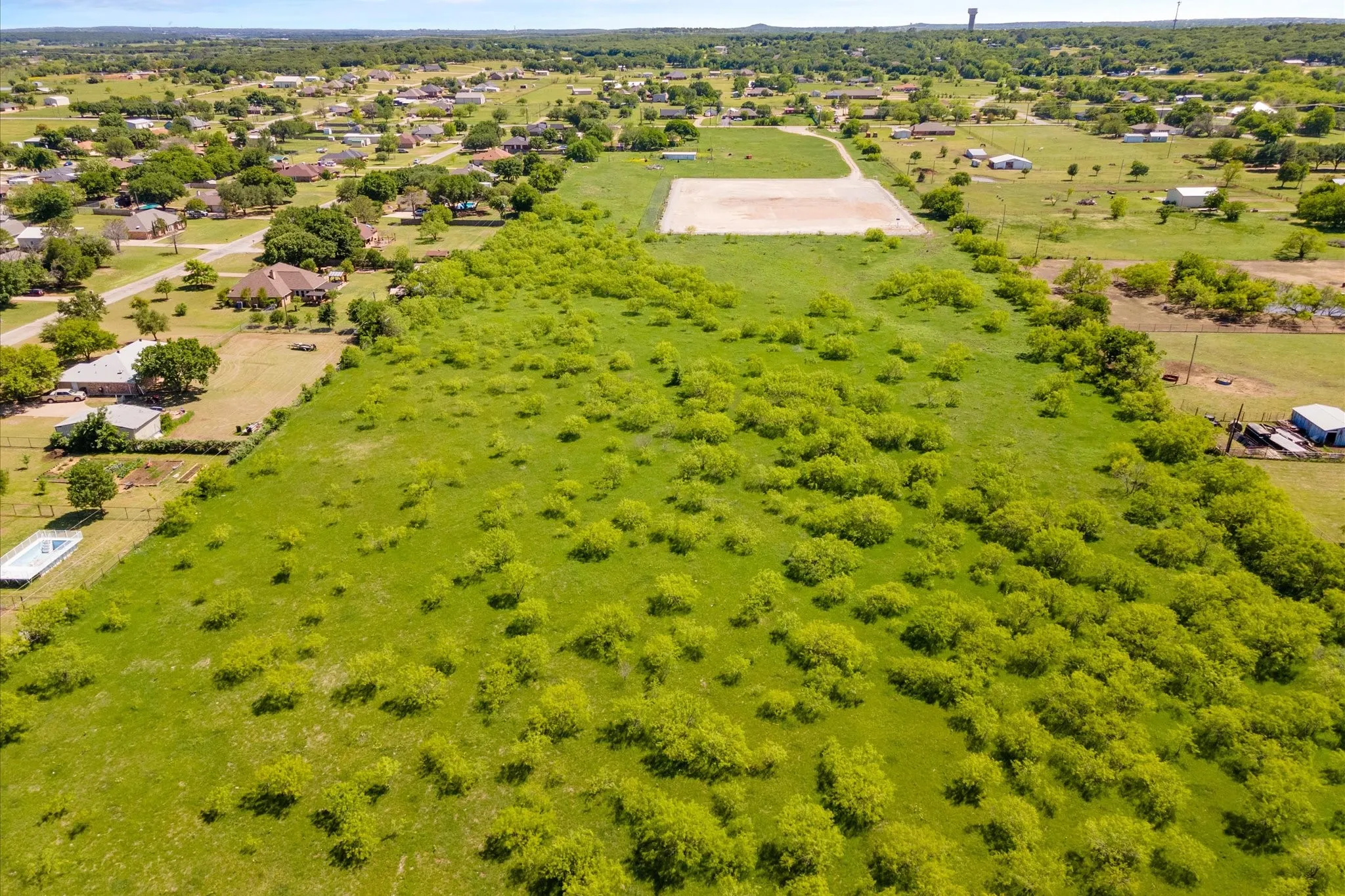 Aerial view of sparsely populated area
