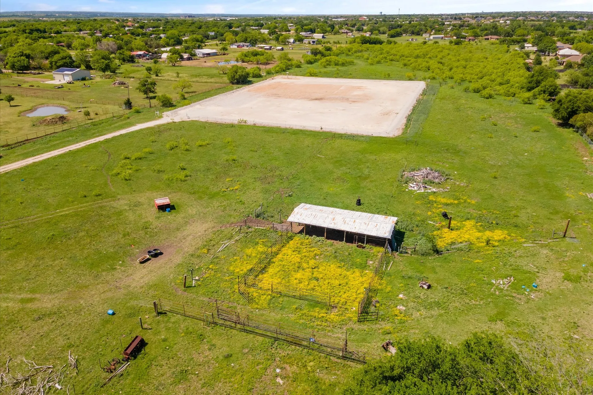 Overview of rural landscape featuring a pastoral area