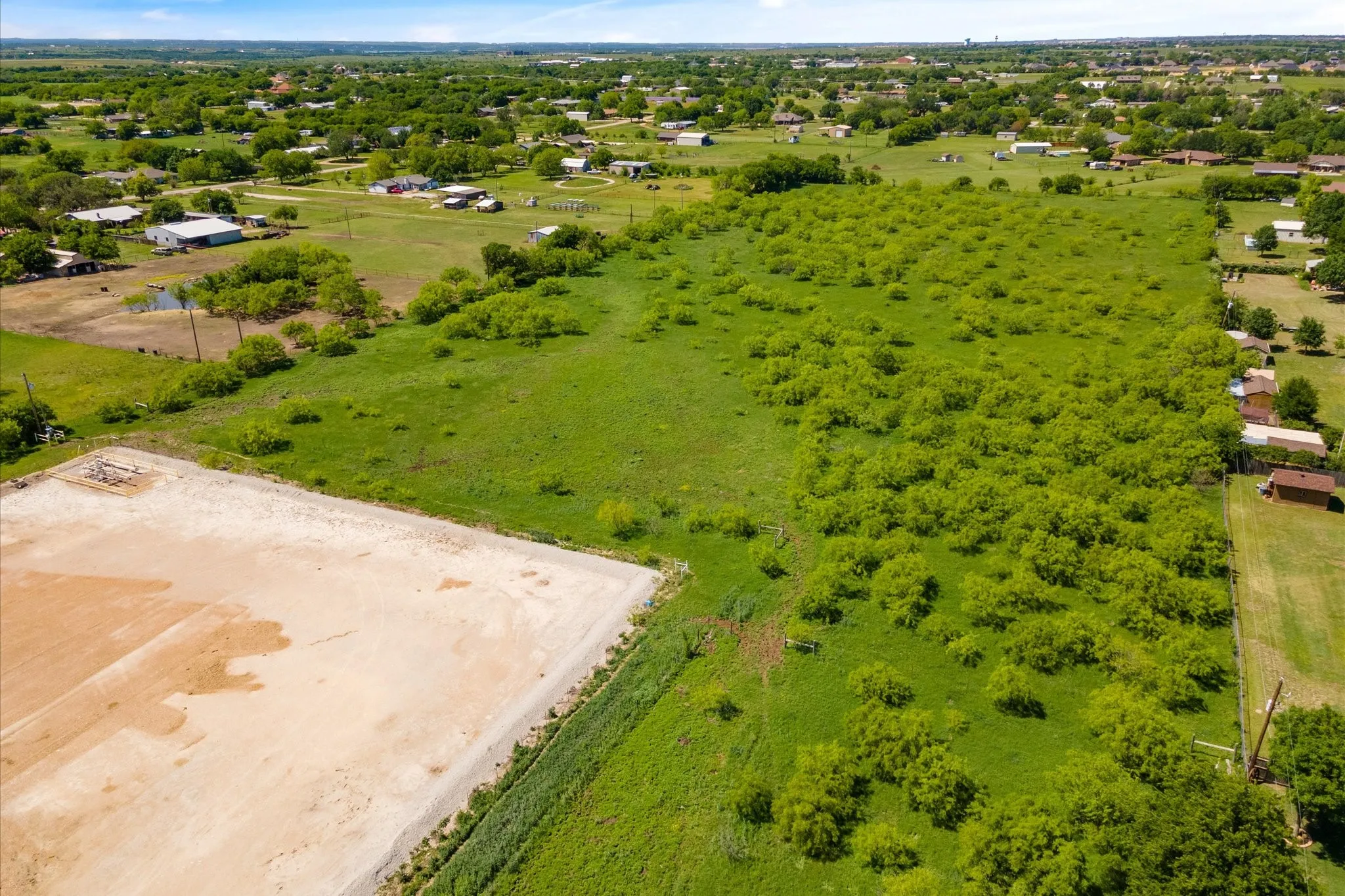 Aerial view of sparsely populated area