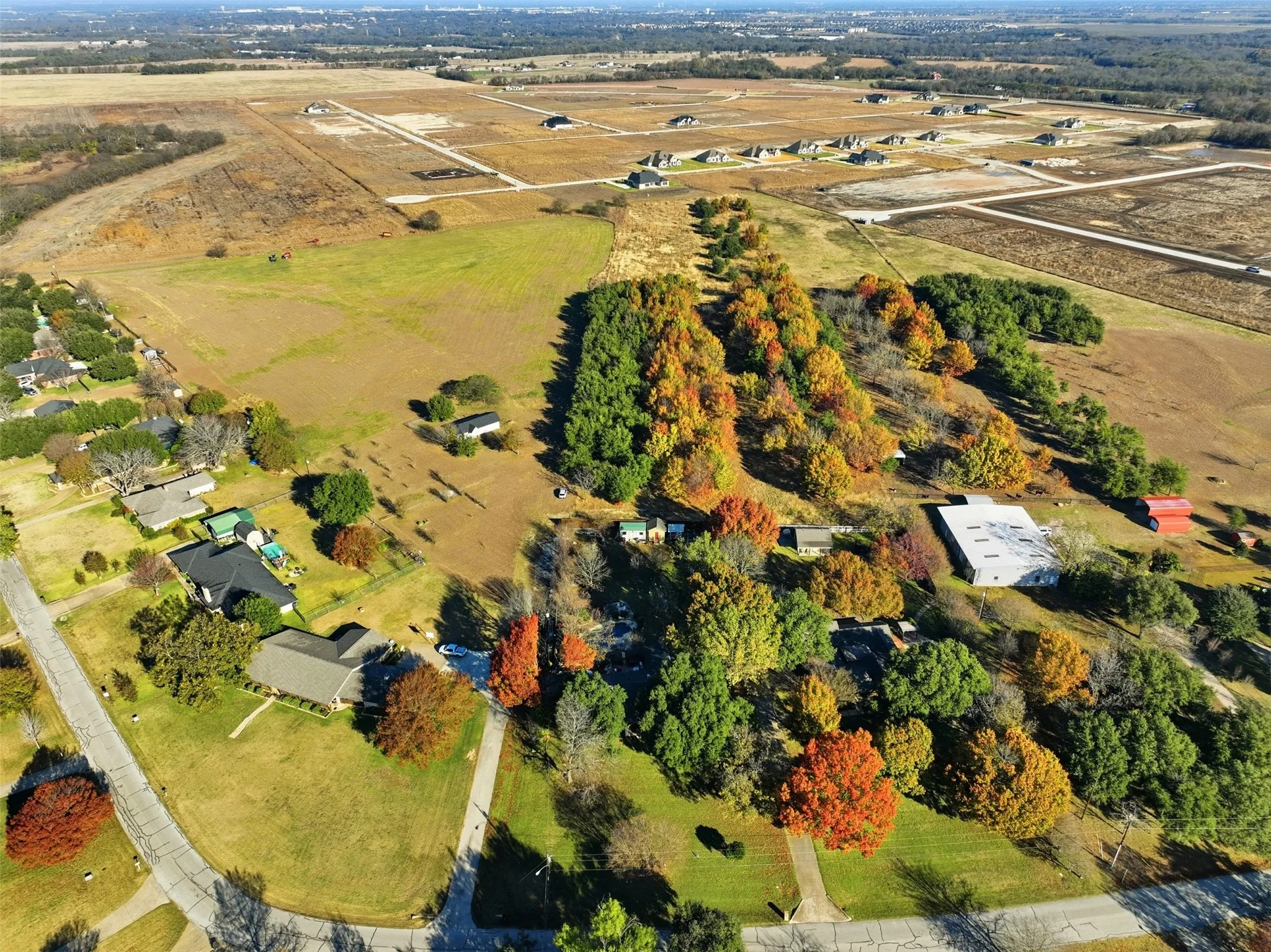 Aerial overview of property's location with rural landscape