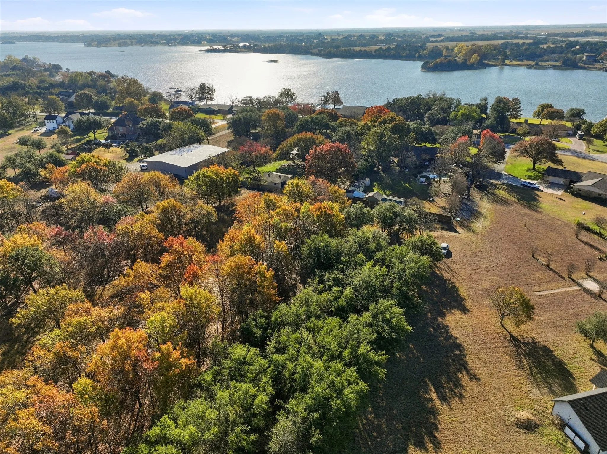 Bird's eye view of a nearby body of water