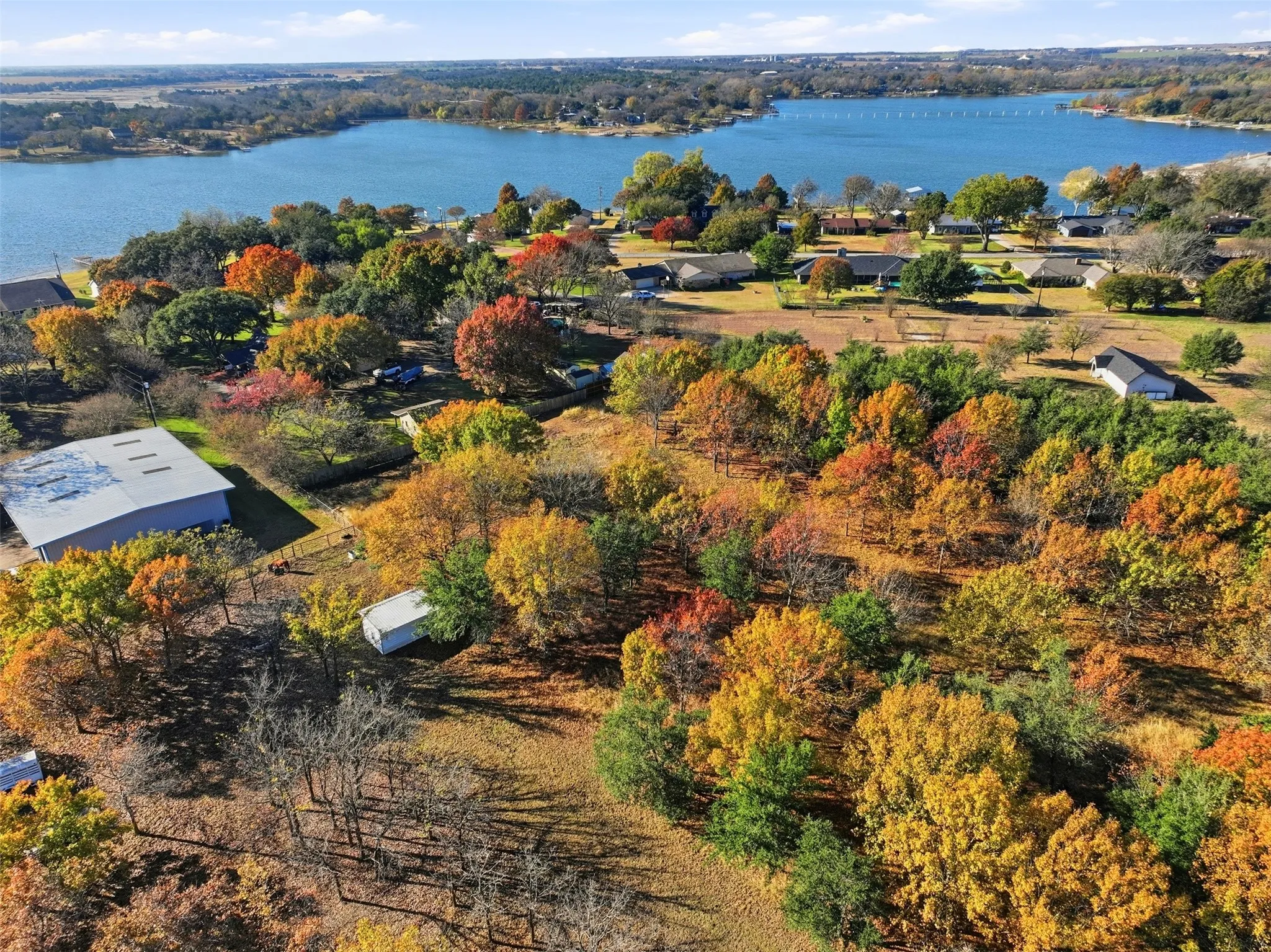 Drone / aerial view of a nearby body of water
