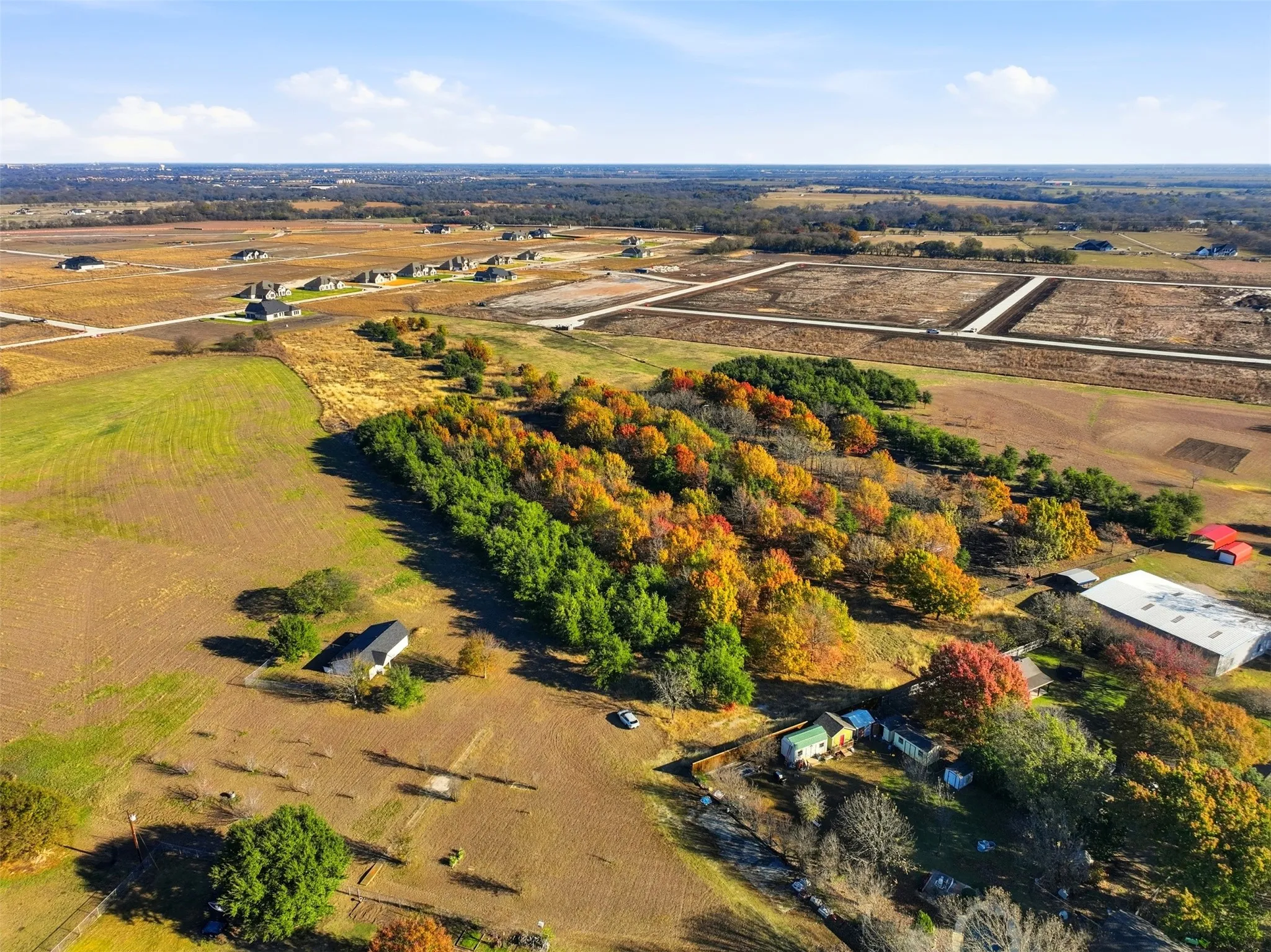 Aerial overview of property's location with rural landscape