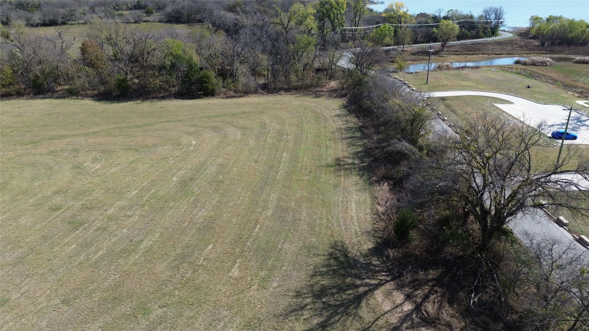 Drone / aerial view of a large body of water