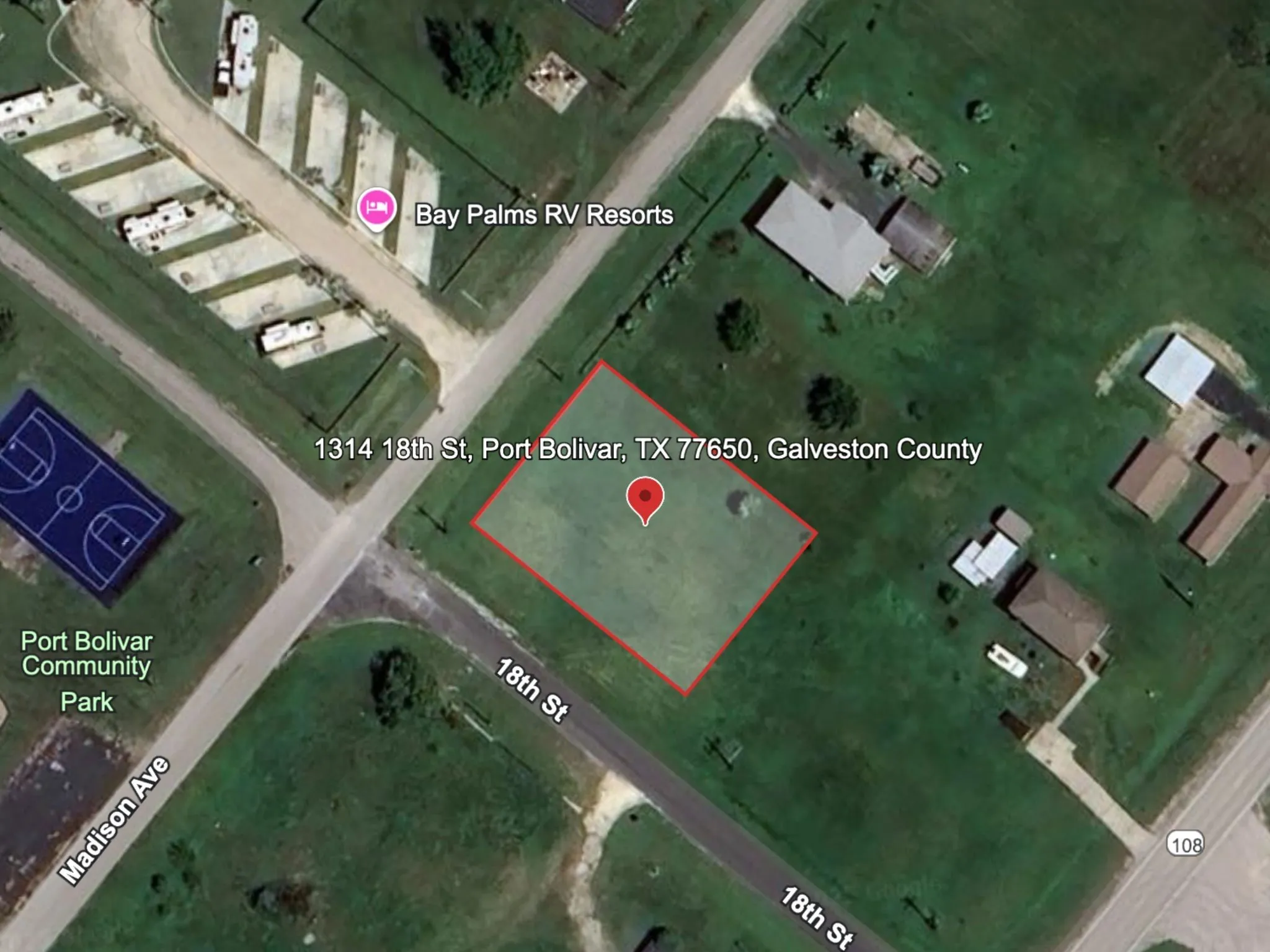 Map / location with property parcel outlined