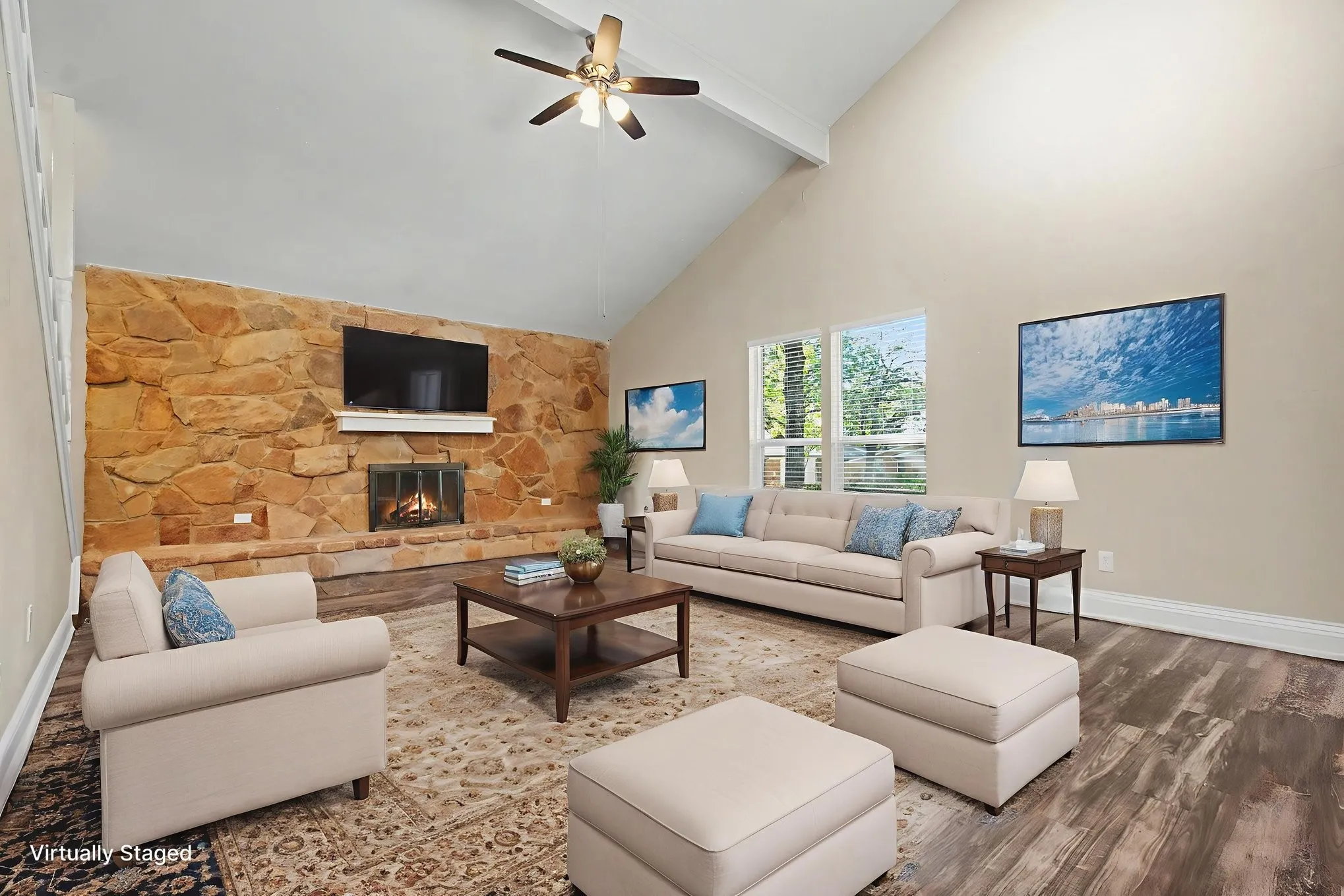 Virtually staged living room