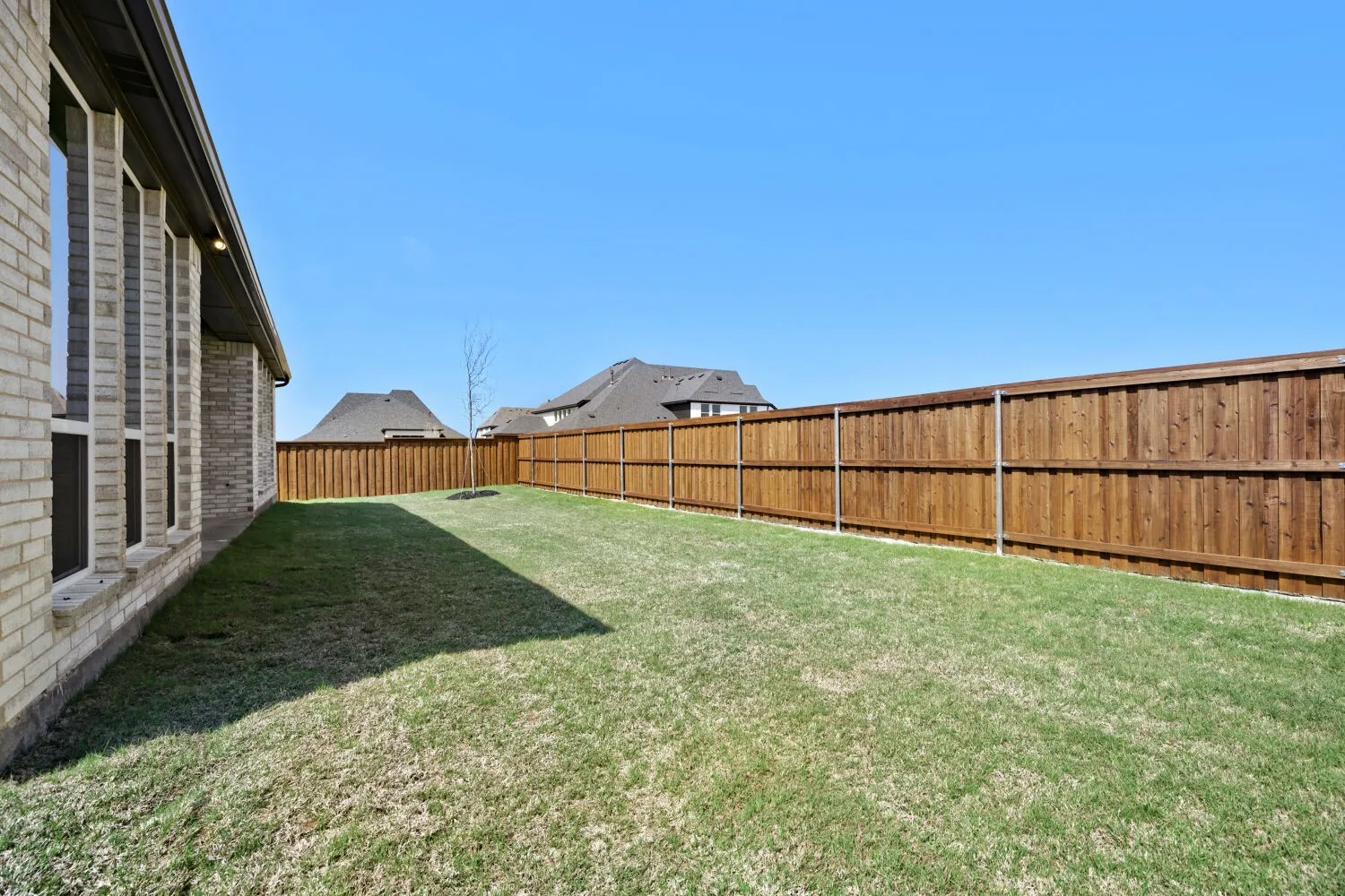 View of fenced backyard