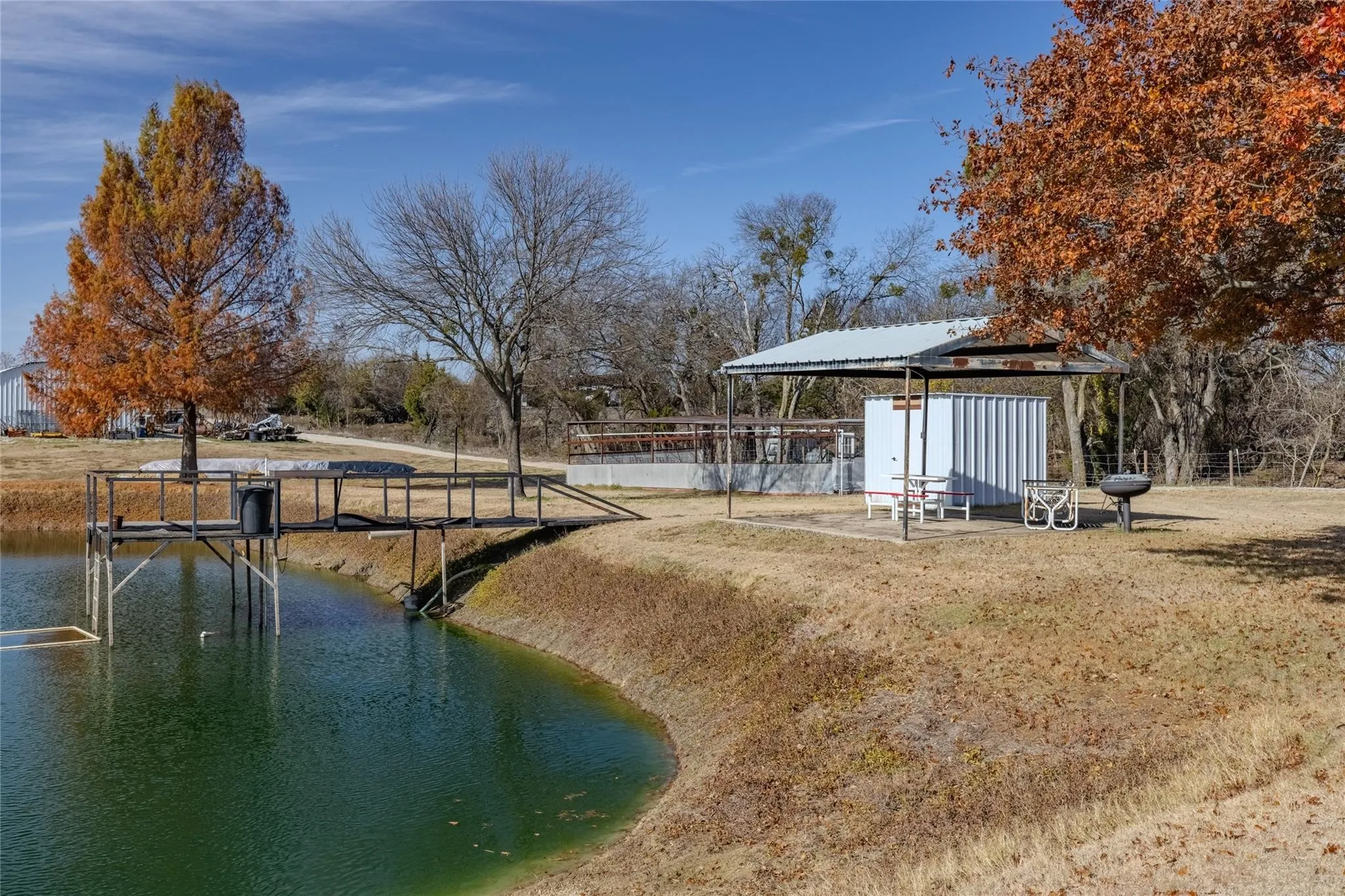 Pond, covered area, garden spot