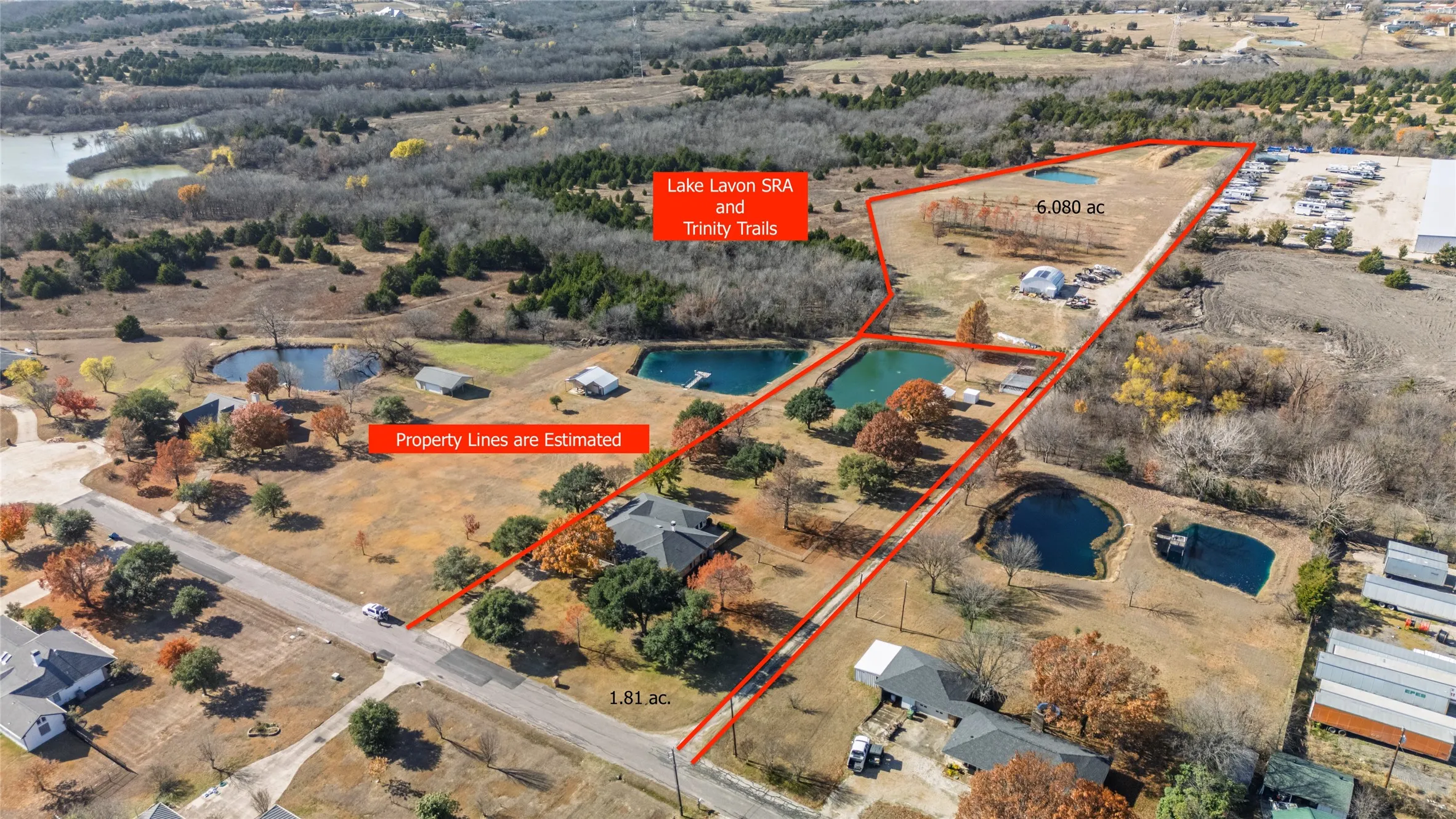 Adjoining Lake Lavon SRA property and Trinity Trails!