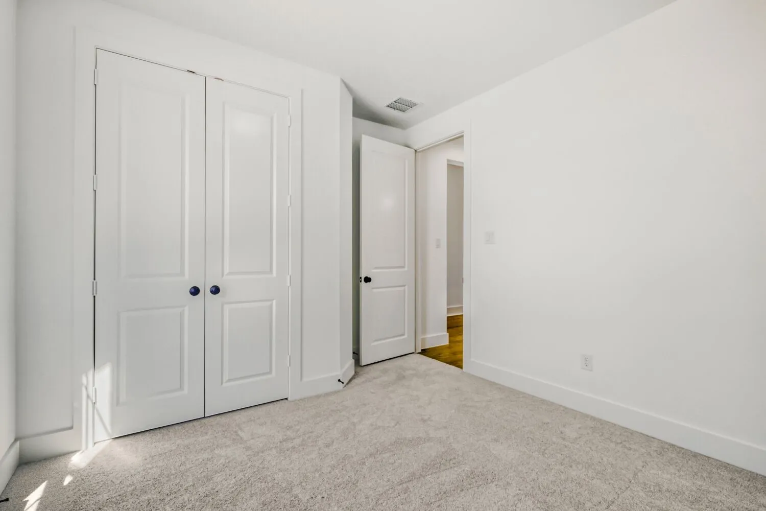 Unfurnished bedroom featuring carpet floors and a closet