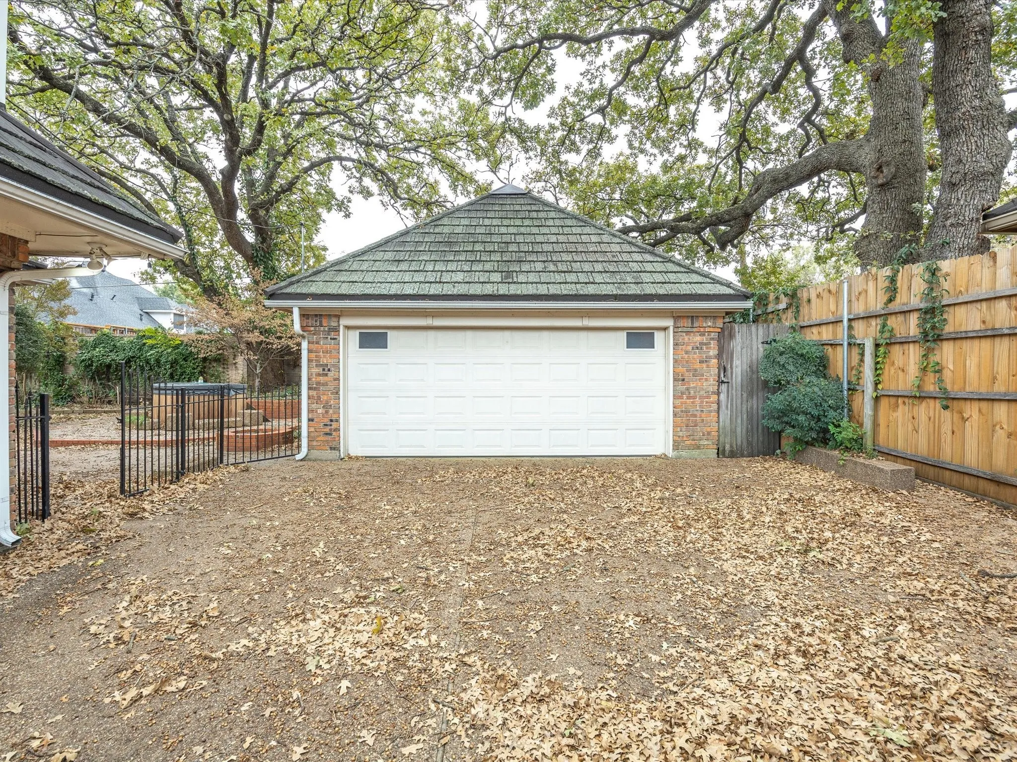 View of detached garage