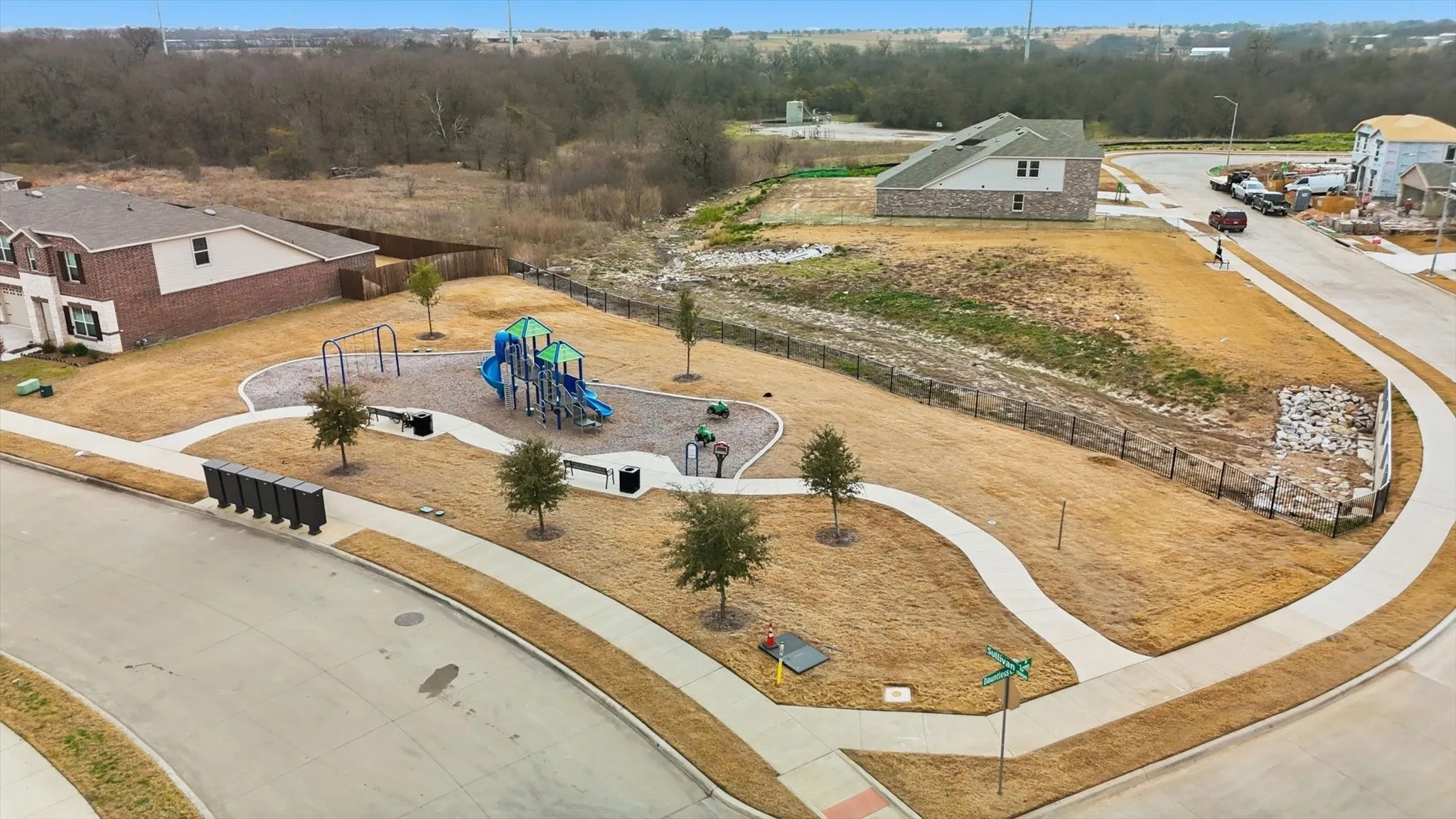 Bird's eye view of subdivision playground