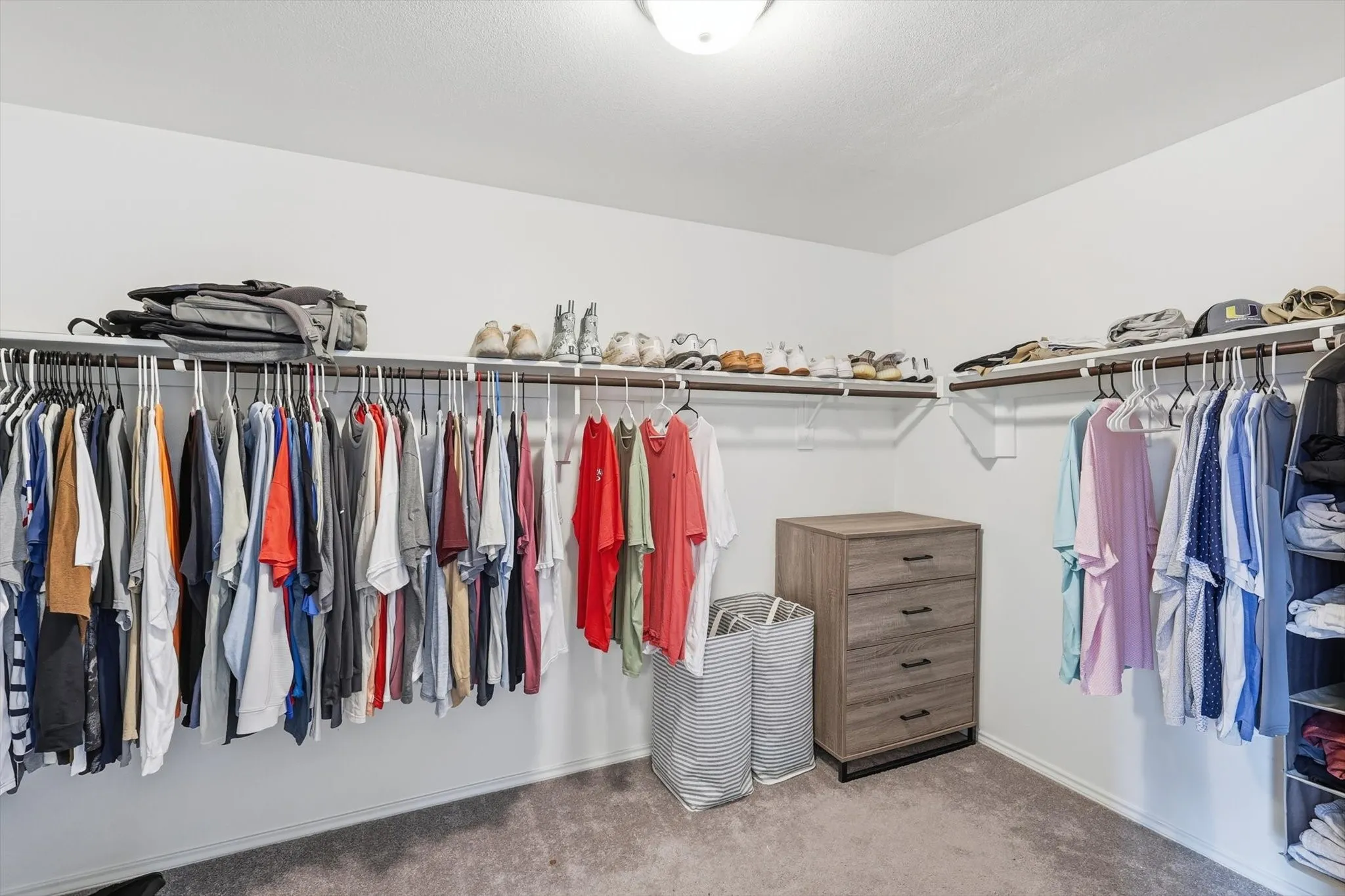 Walk in closet featuring carpet flooring