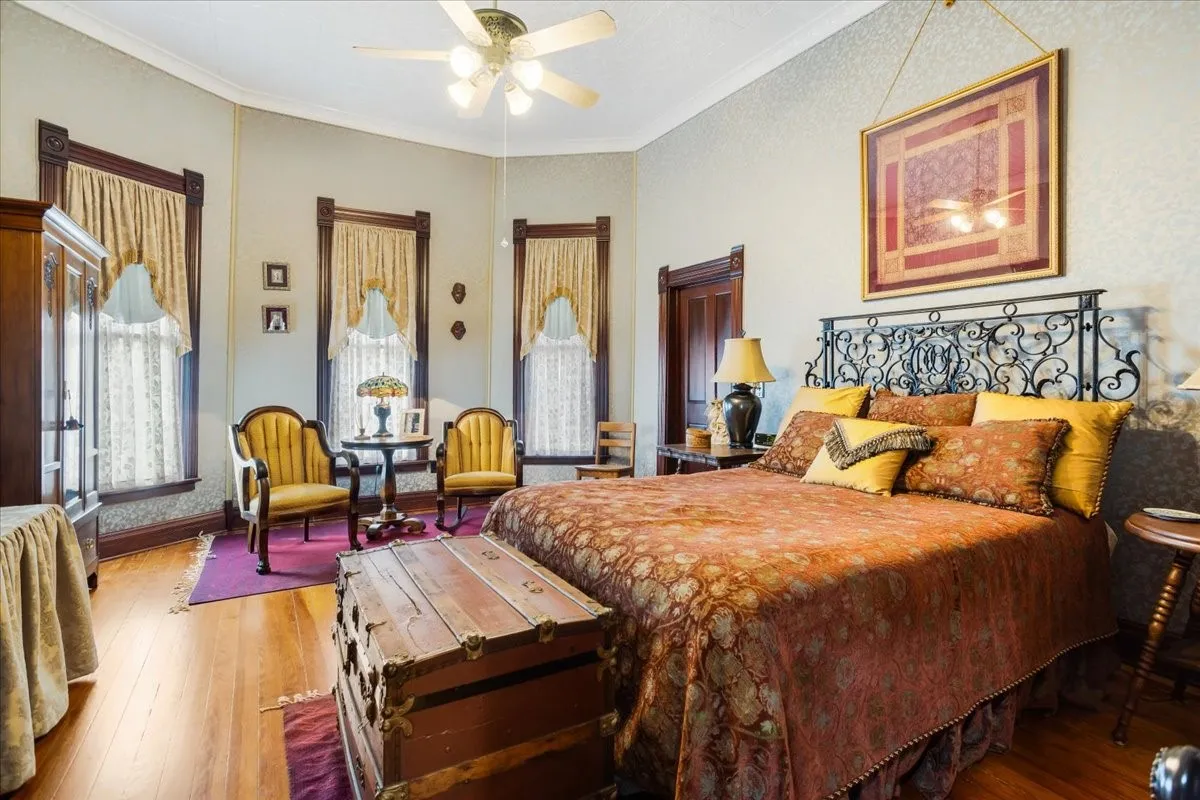 Large primary bedroom with attached, walk in, cedar lined closet.