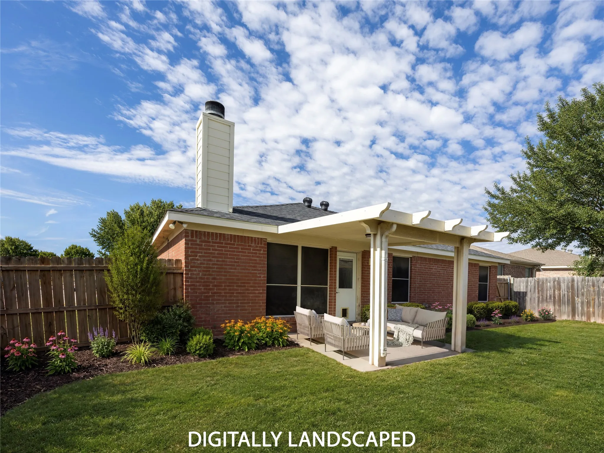 Backyard, digitally landscaped.
