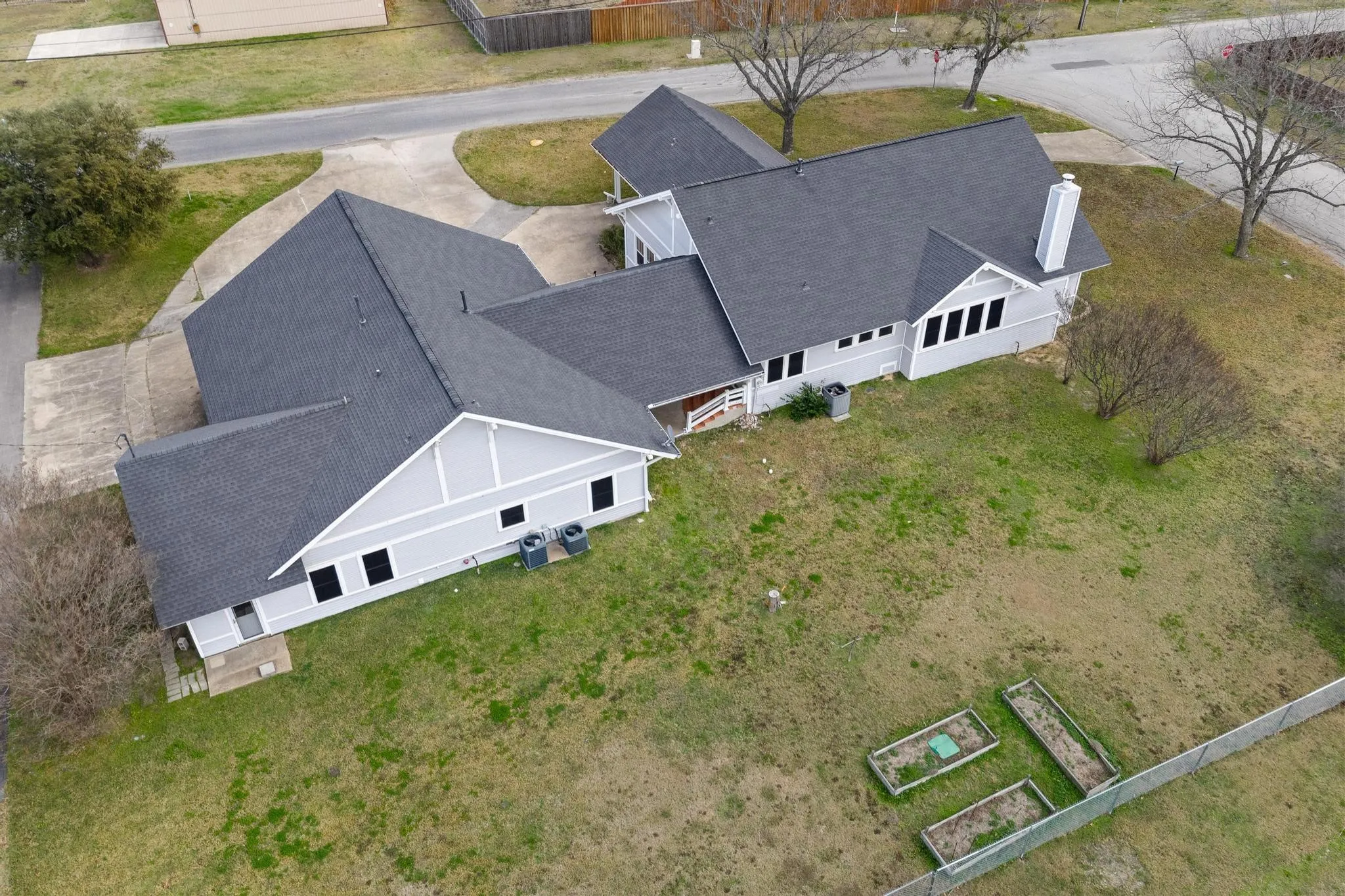 Aerial view of the property - ADU is on the left (note outside entrance) and main home is on the right