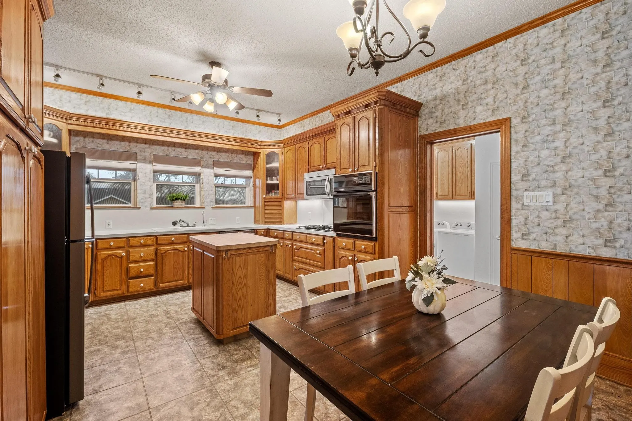 The large kitchen also has a spot for a breakfast nook