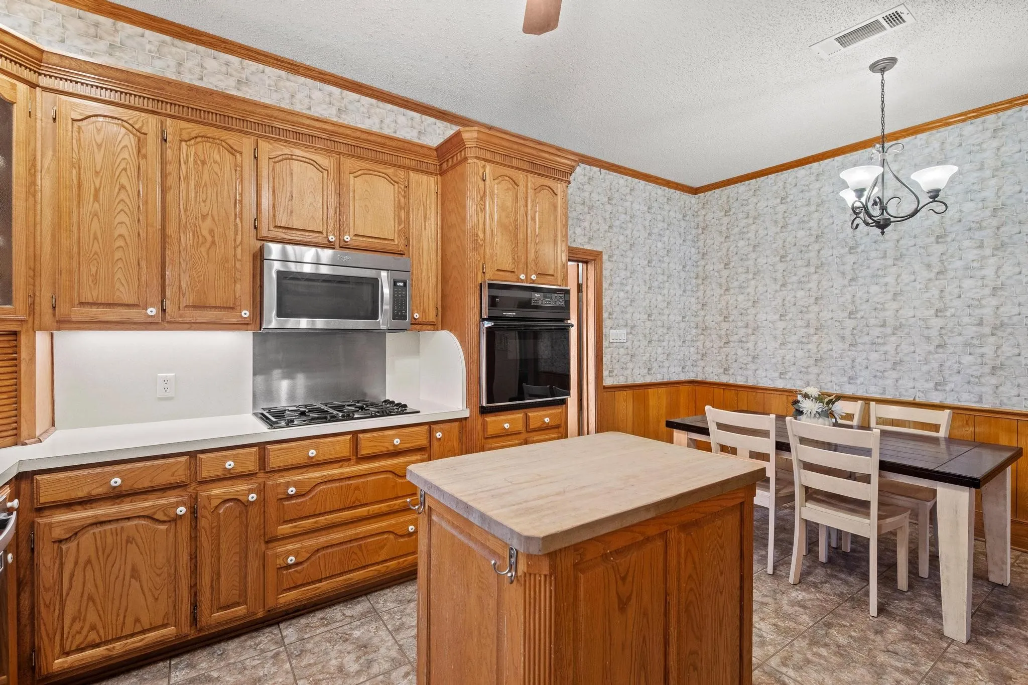 Kitchen island offers extra prep space
