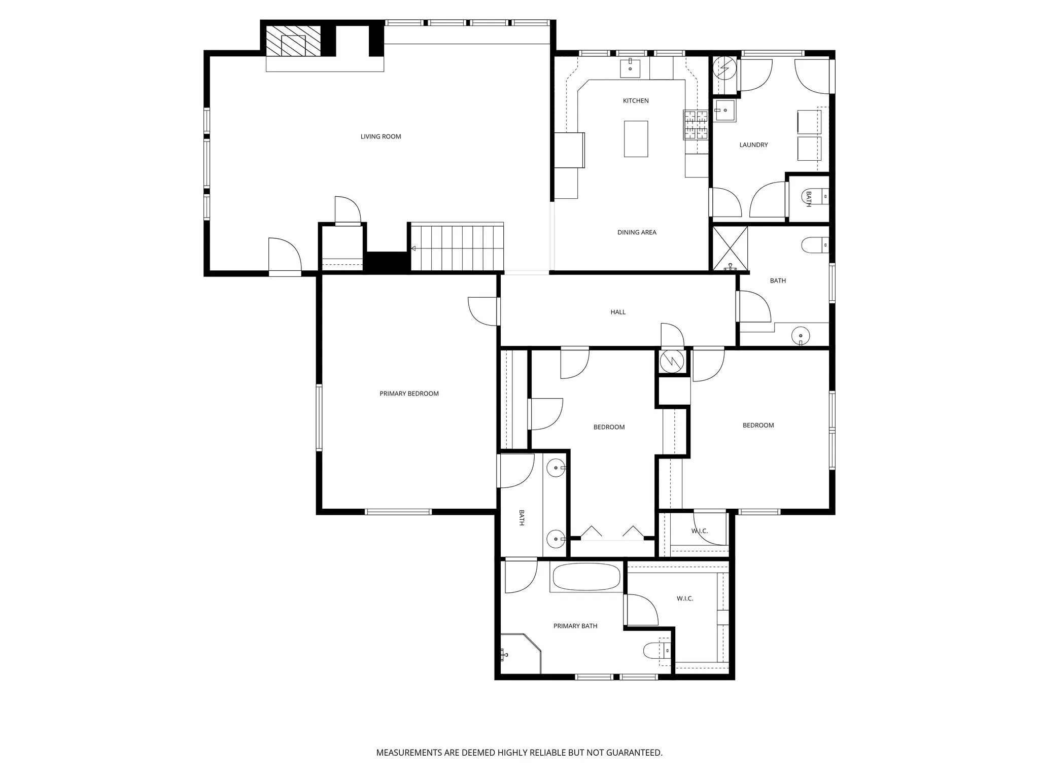 Main home floor plan  - the main living area also has room for a dining area