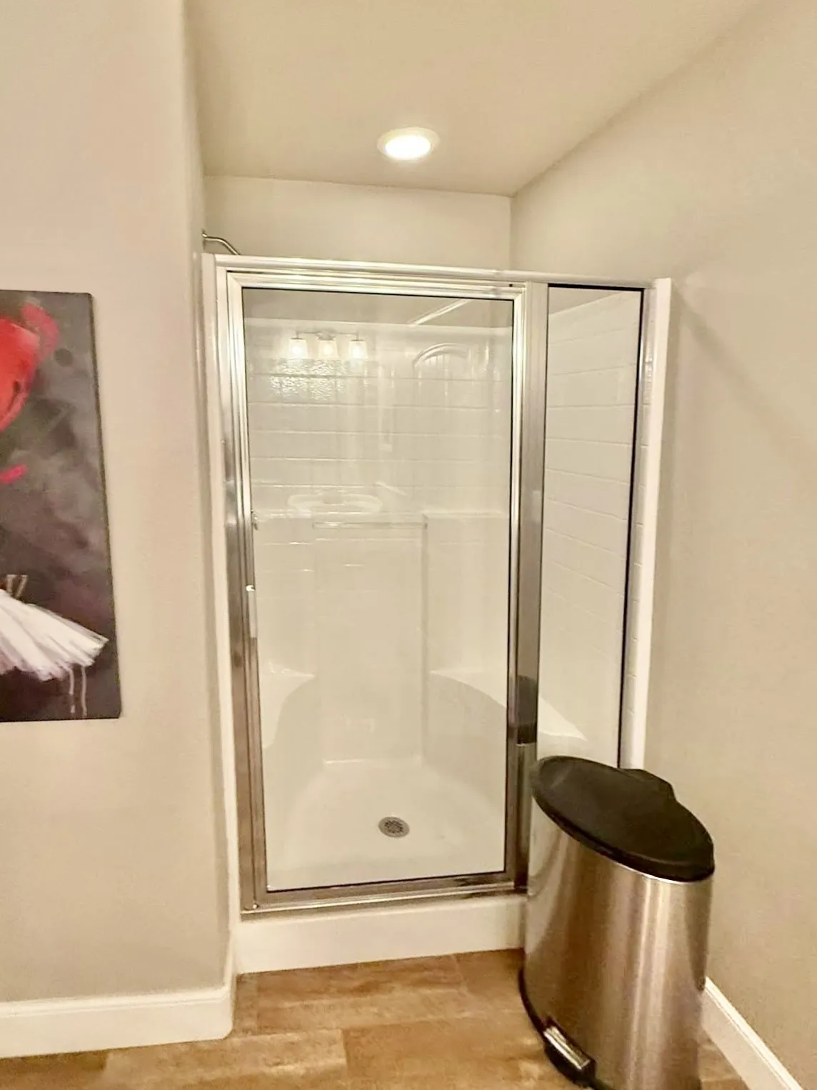 women's restroom has a shower