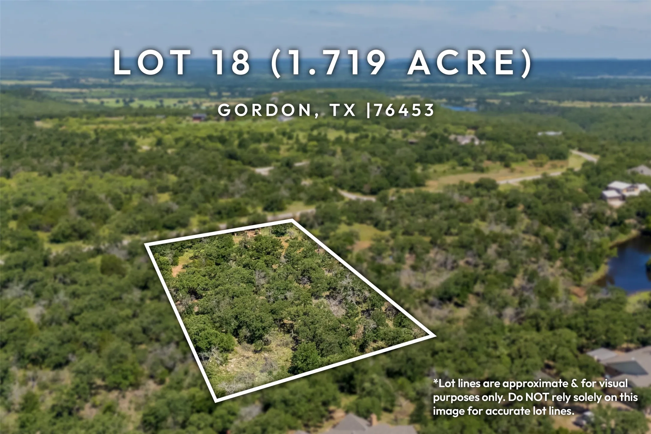 Unimproved Land For Sale in Palo Pinto County , lot 18 Canyon Lake Road, Gordon, Texas 76453, 0, 0, Garage spaces, 0 Sqft, built in 0, mls#21142369, Real Estate Agent in Gordon, Homes For Sale in Palo Pinto county, Homes For Sale in Gordon, Realtor in Gordon Texas, Real Estate Brokerage Independent Realty Texas, Luminita Cordes Realtor