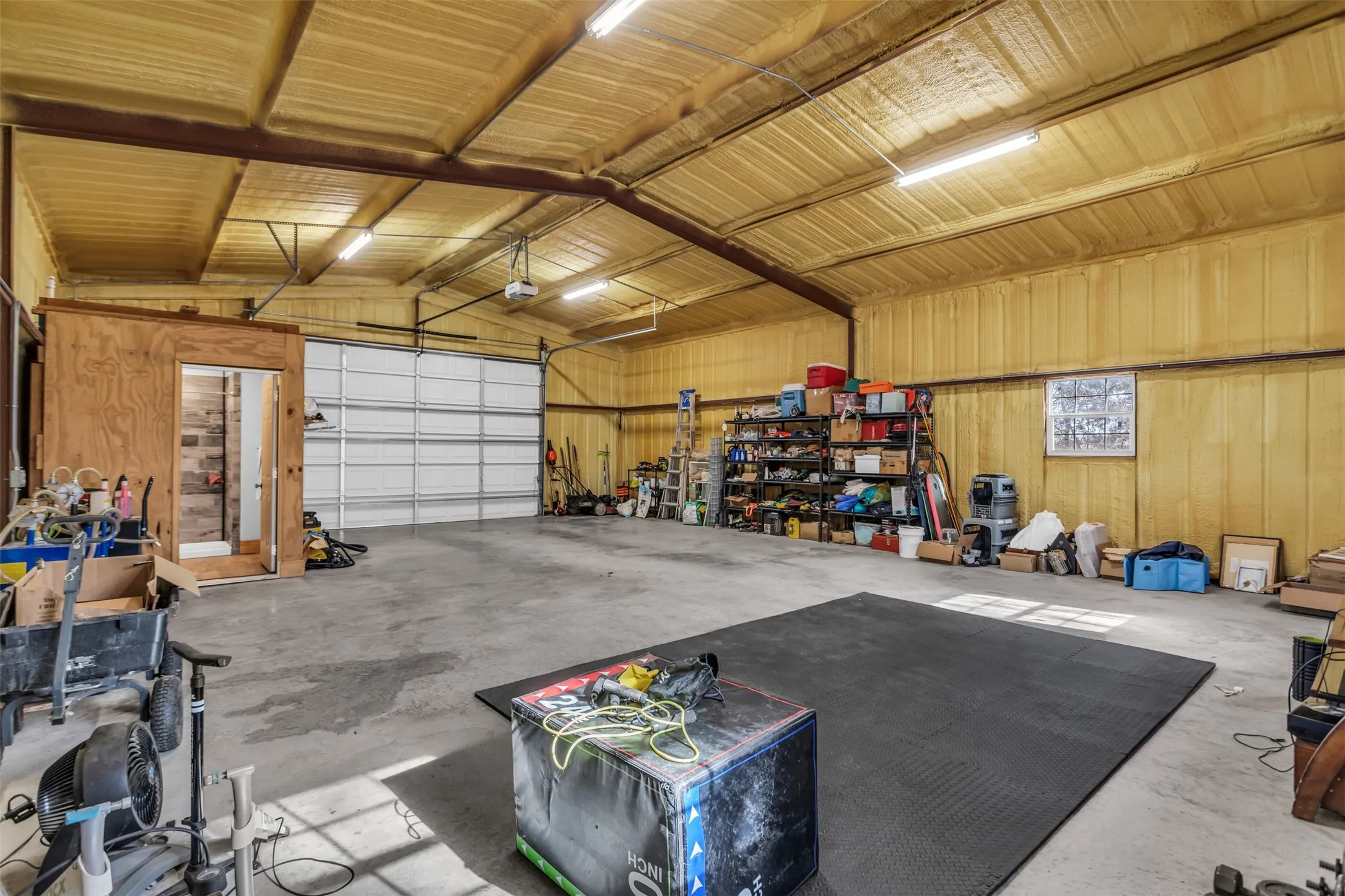 Garage with metal wall