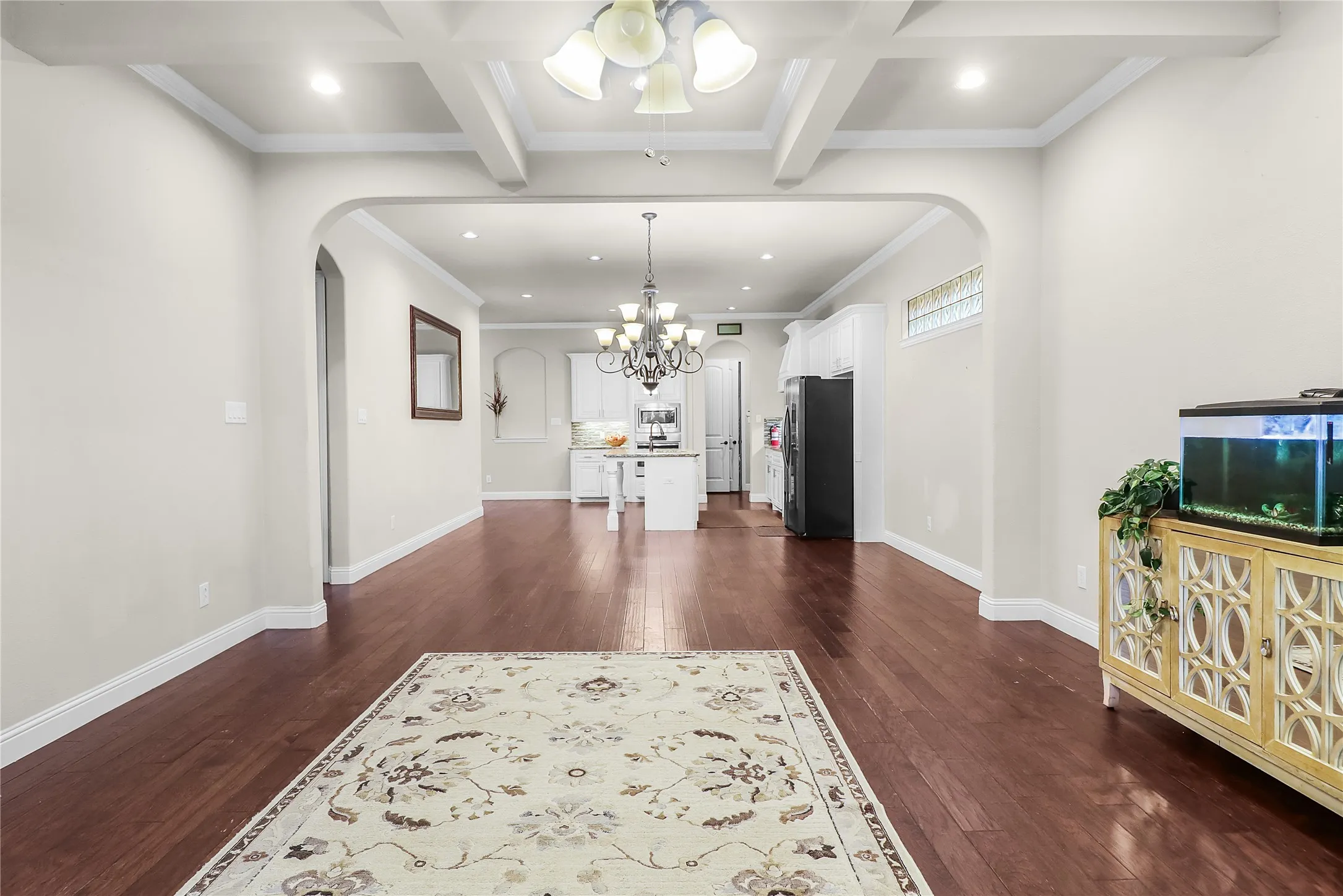 View of living room from dining space