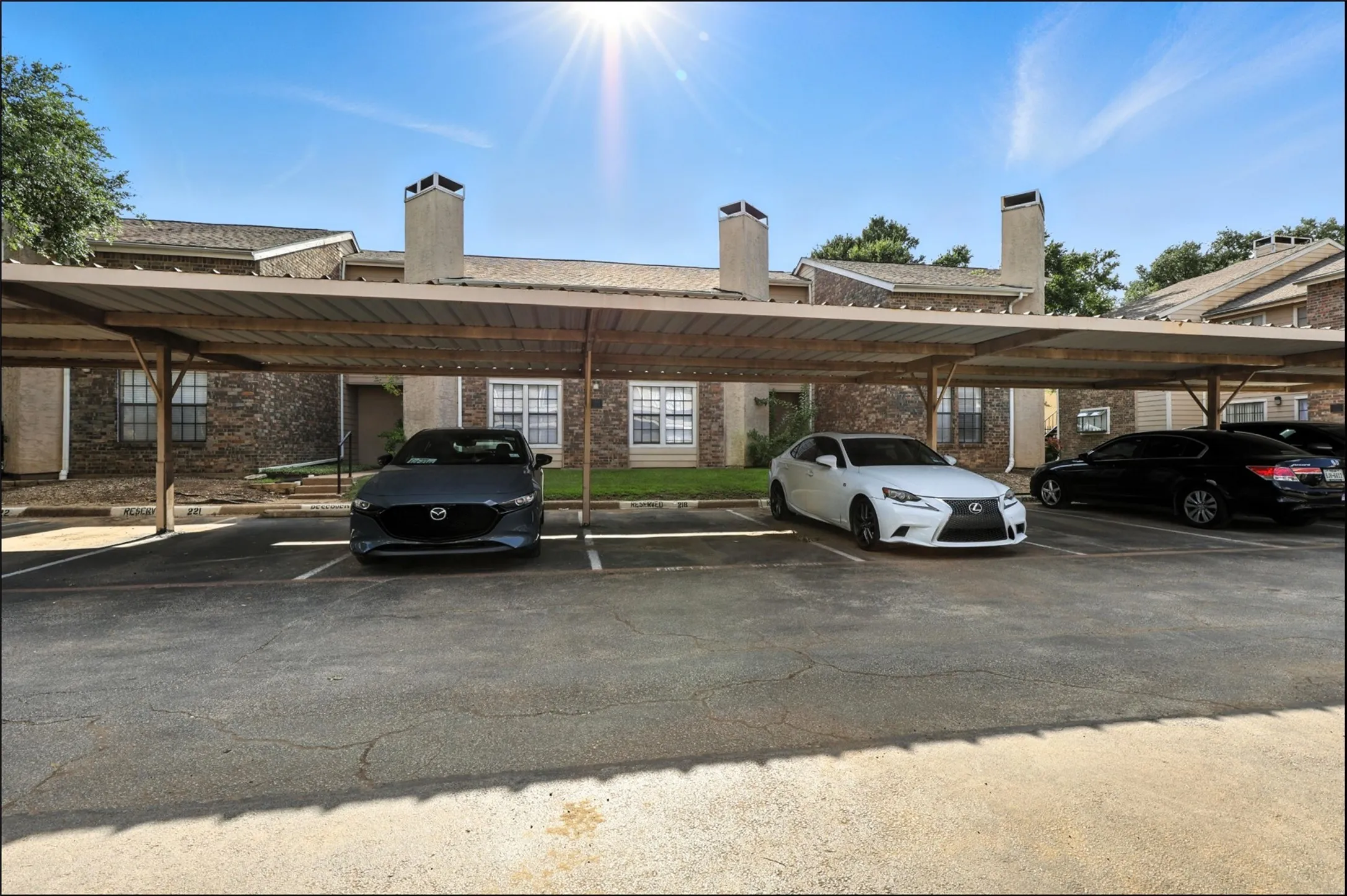 View of covered parking lot
