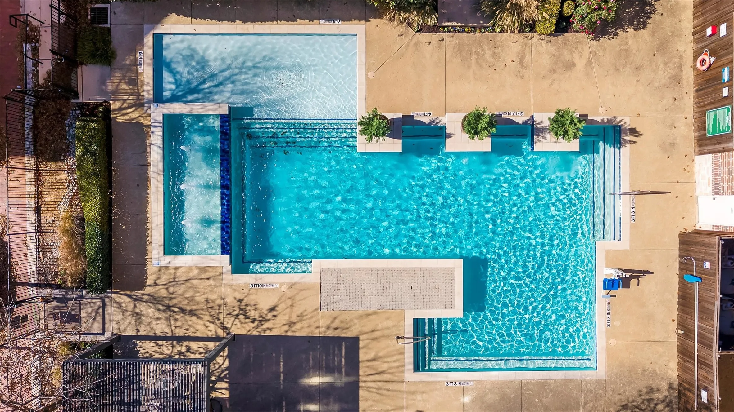 Aerial view of a pool