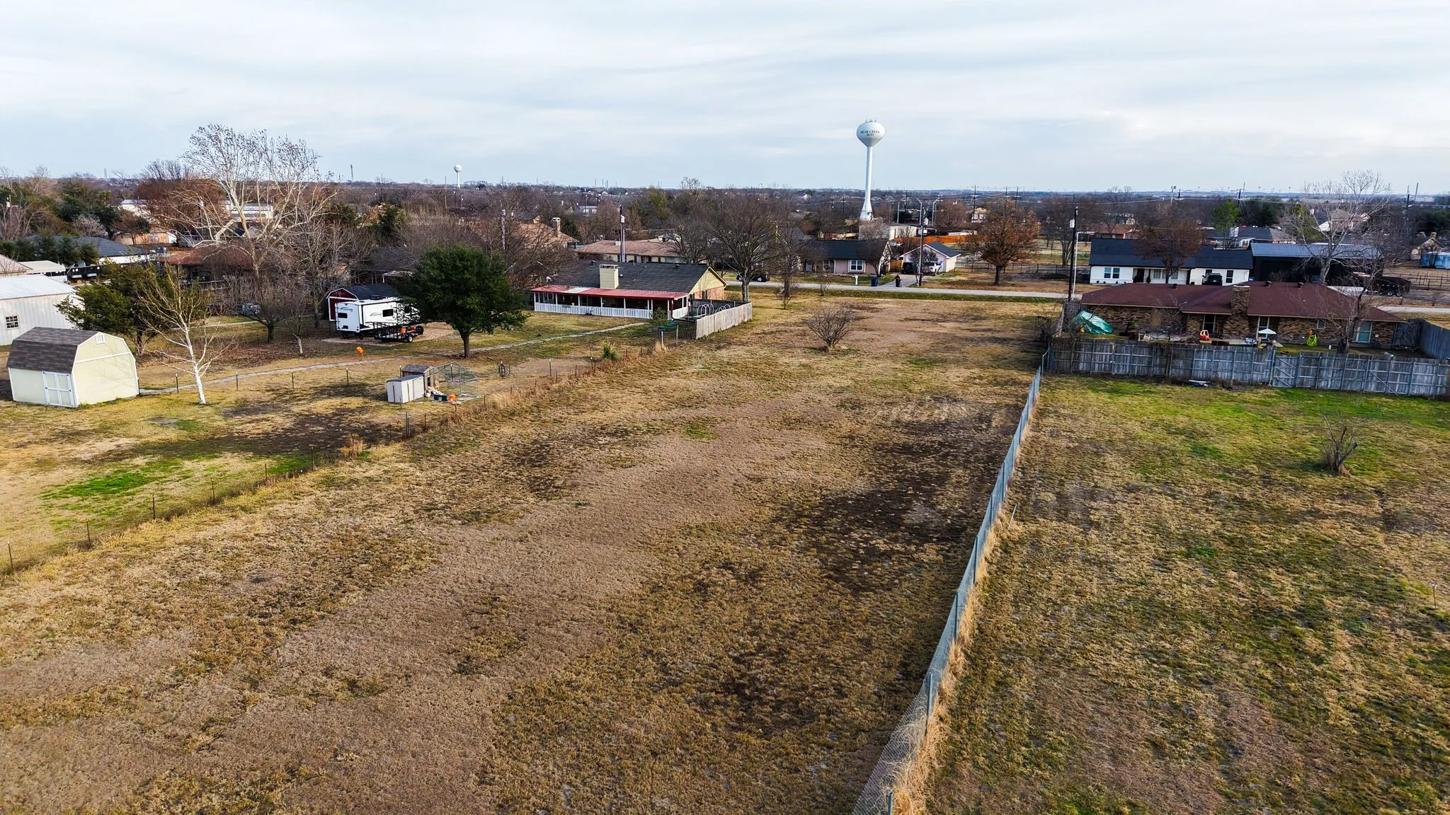 Aerial perspective of suburban area