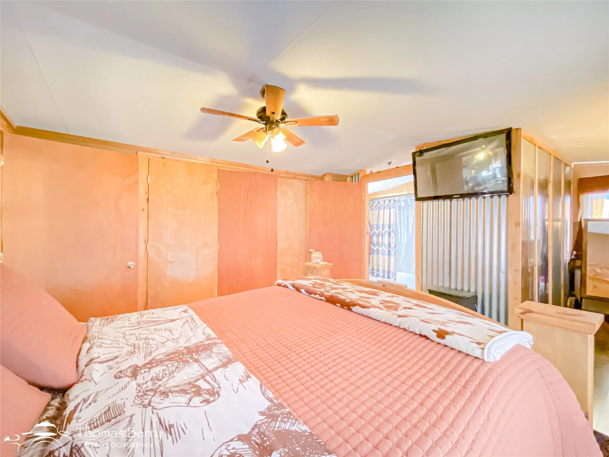 Bedroom with a ceiling fan