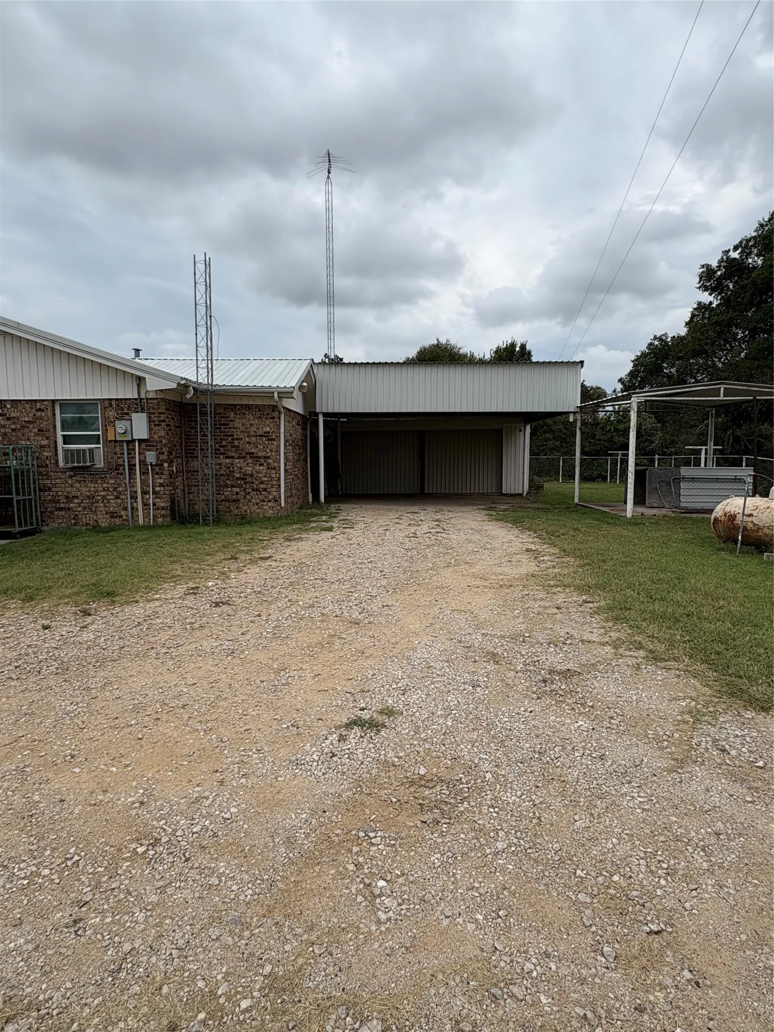 View of the garage and backdoor.