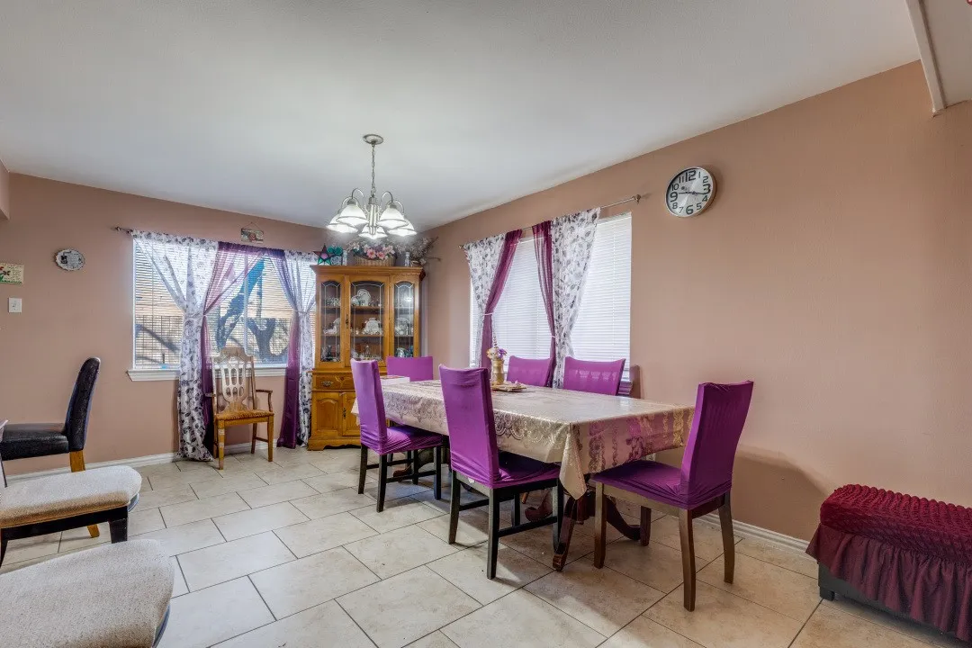 Formal dining with chandelier