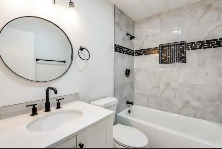 Renovated bathroom with a sleek design