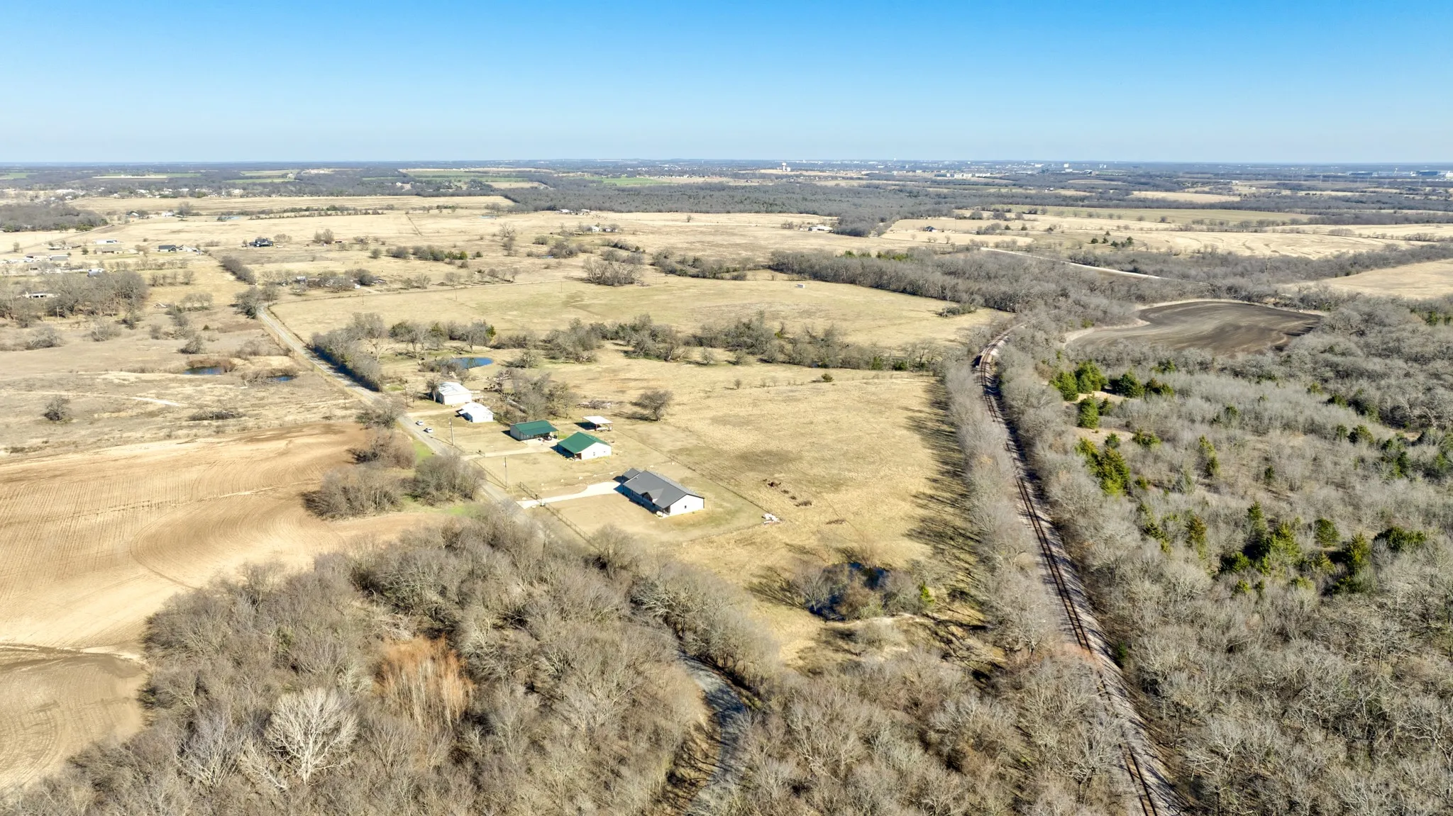 Aerial view of sparsely populated area
