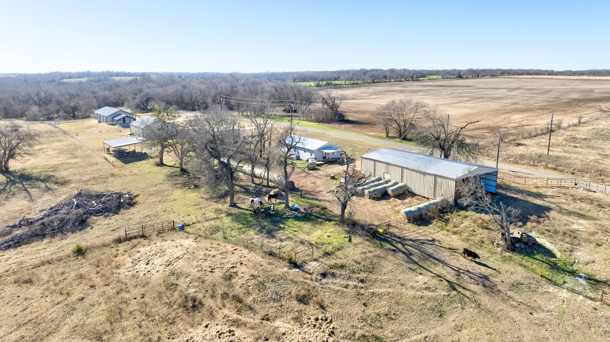 Aerial view of sparsely populated area