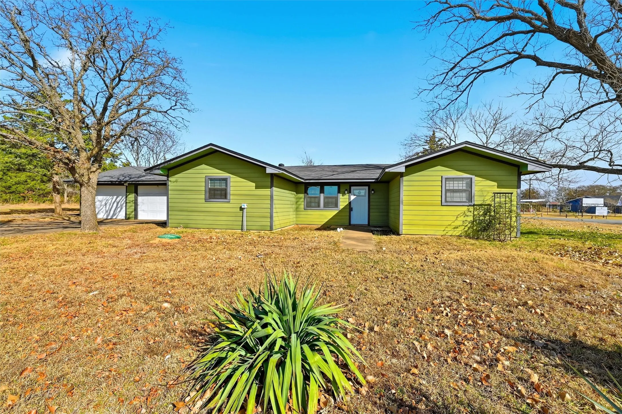View of front of home with a garage