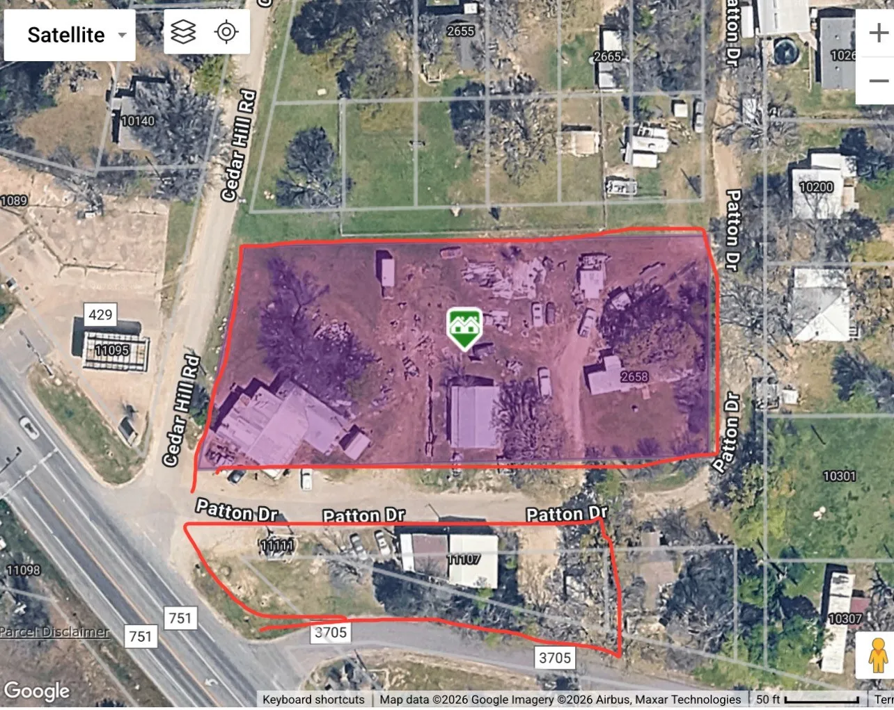 Both outlined parcels are the property combined