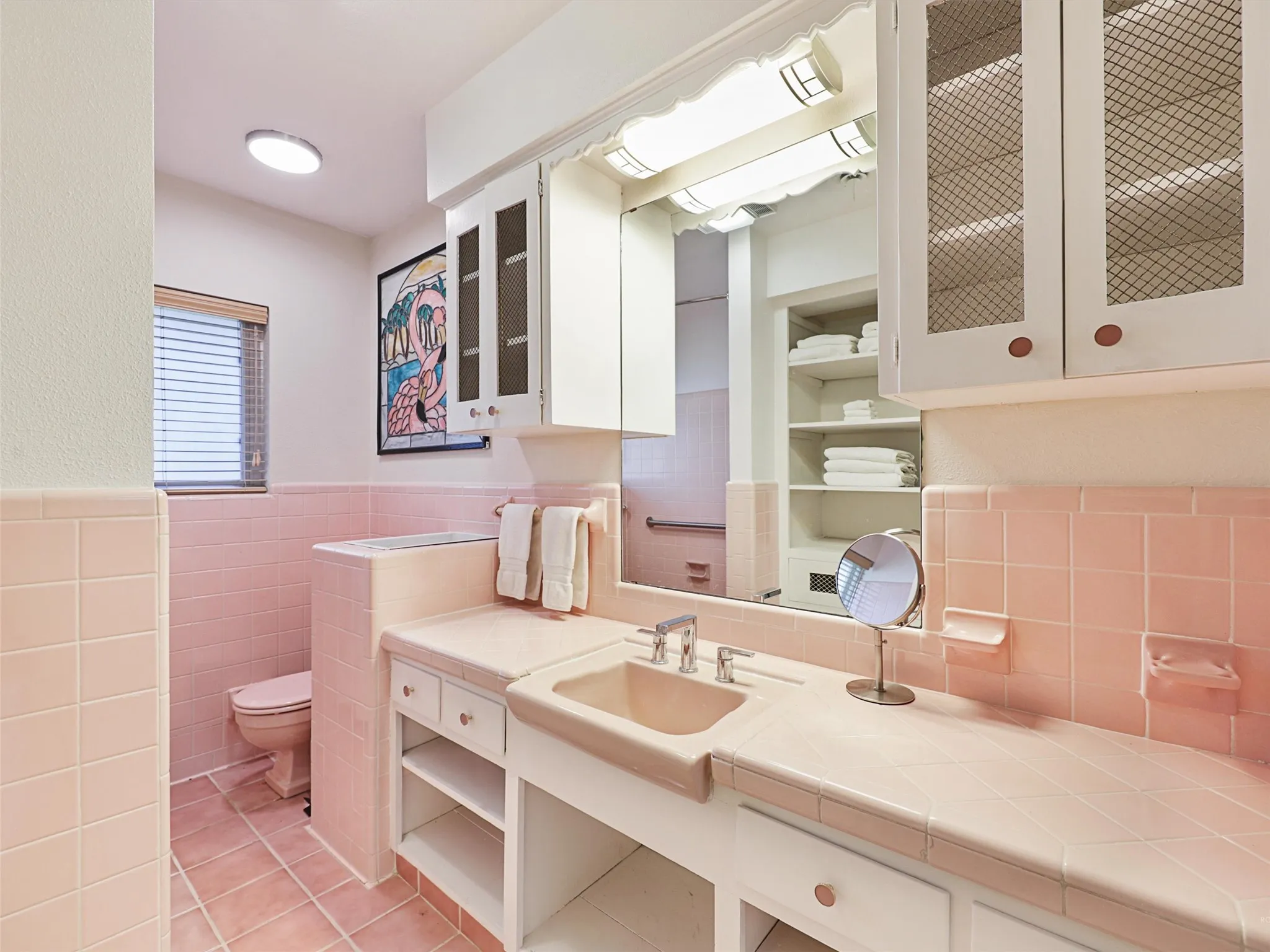vintage secondary bathroom with modern touches and clean design