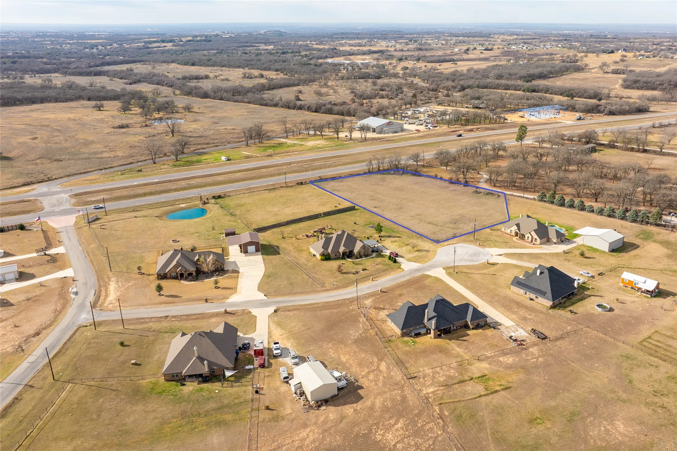 Aerial view of sparsely populated area
