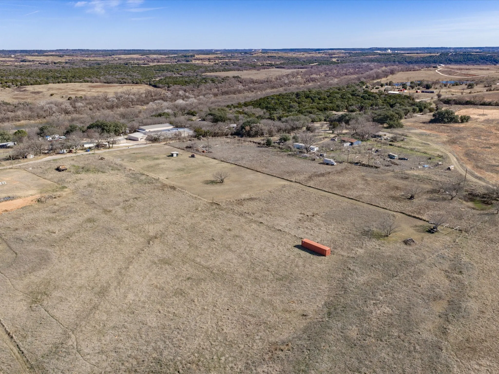 Aerial view of sparsely populated area