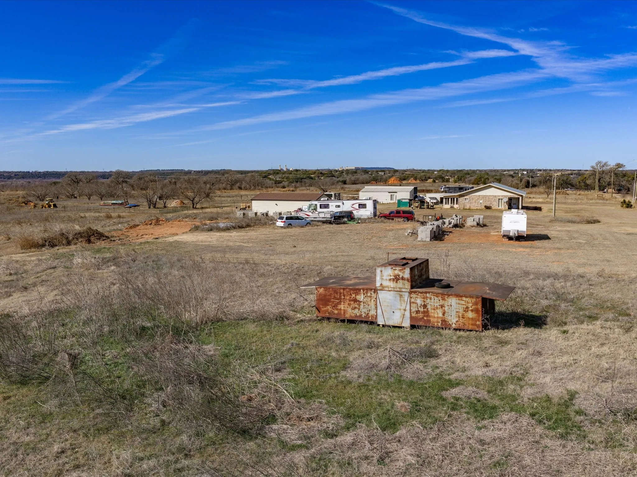 Aerial view of sparsely populated area