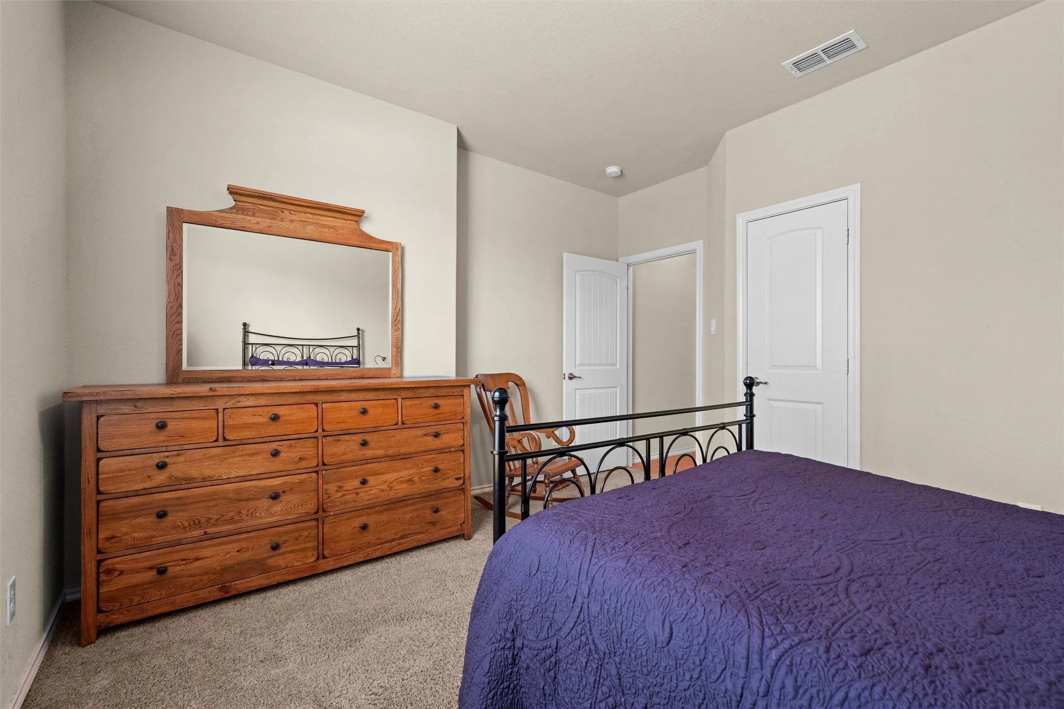 Bedroom with carpet floors